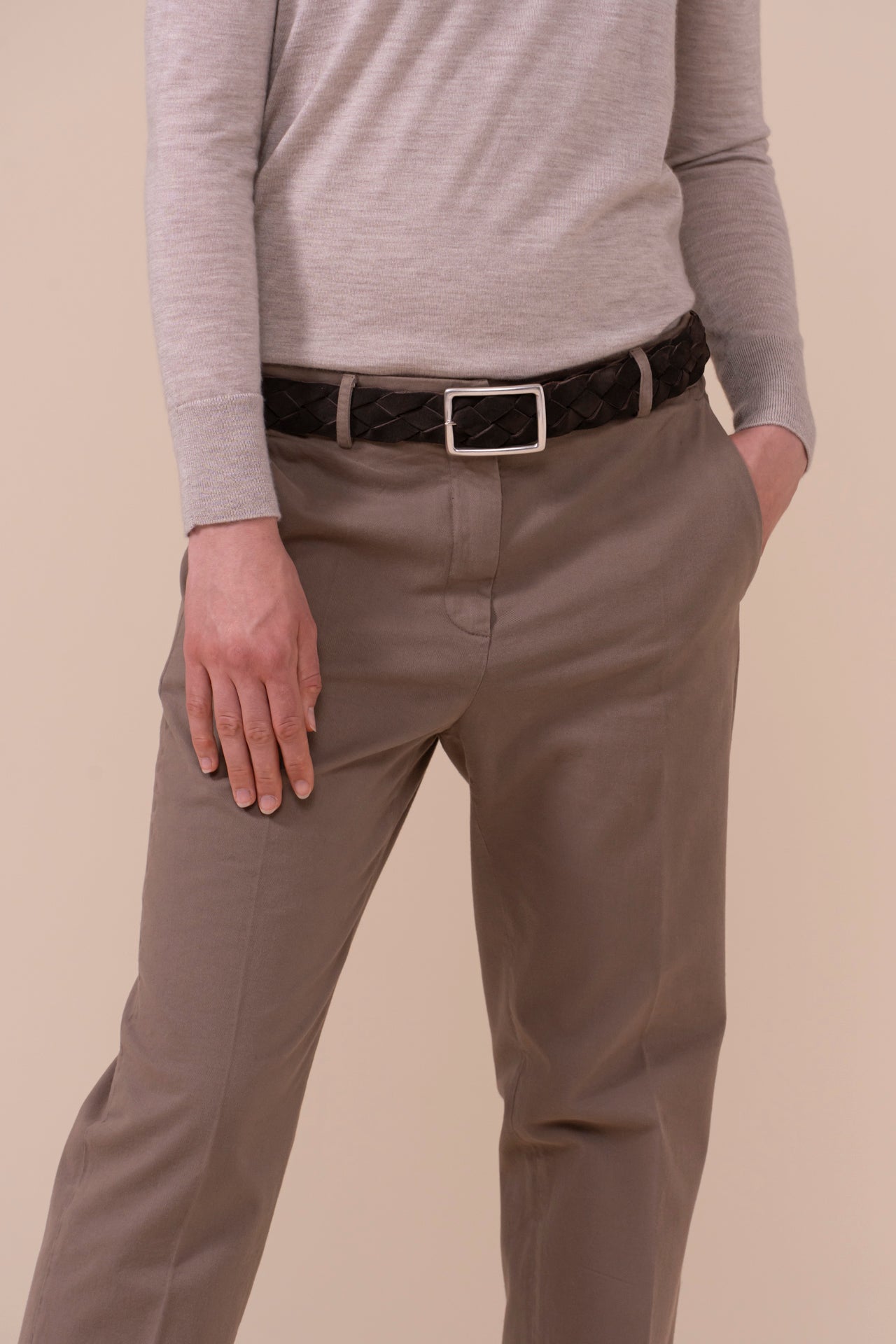 Jinny Cotton Old and Cashmere Straight Leg Pants - GREIGE