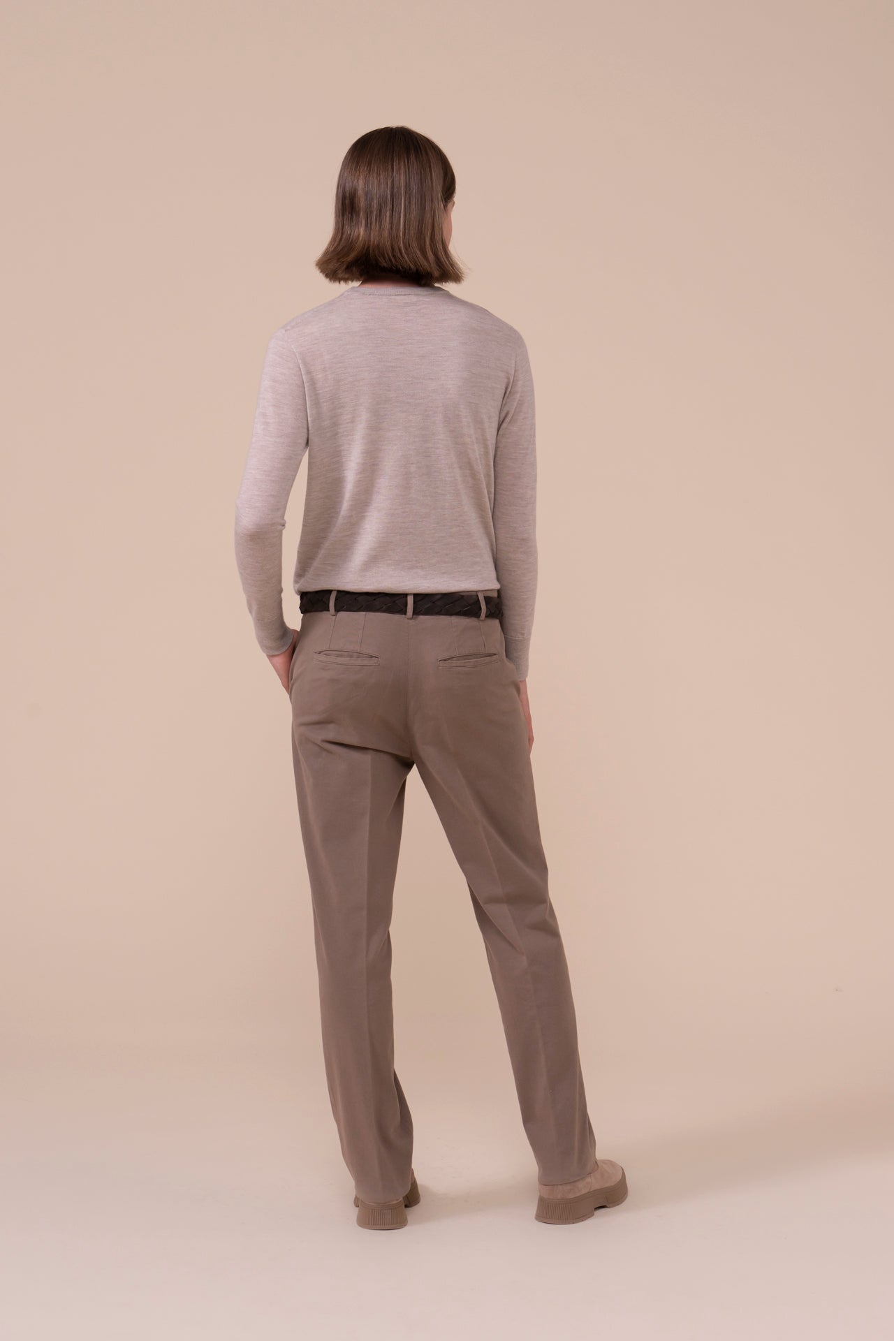 Jinny Cotton Old and Cashmere Straight Leg Pants - GREIGE