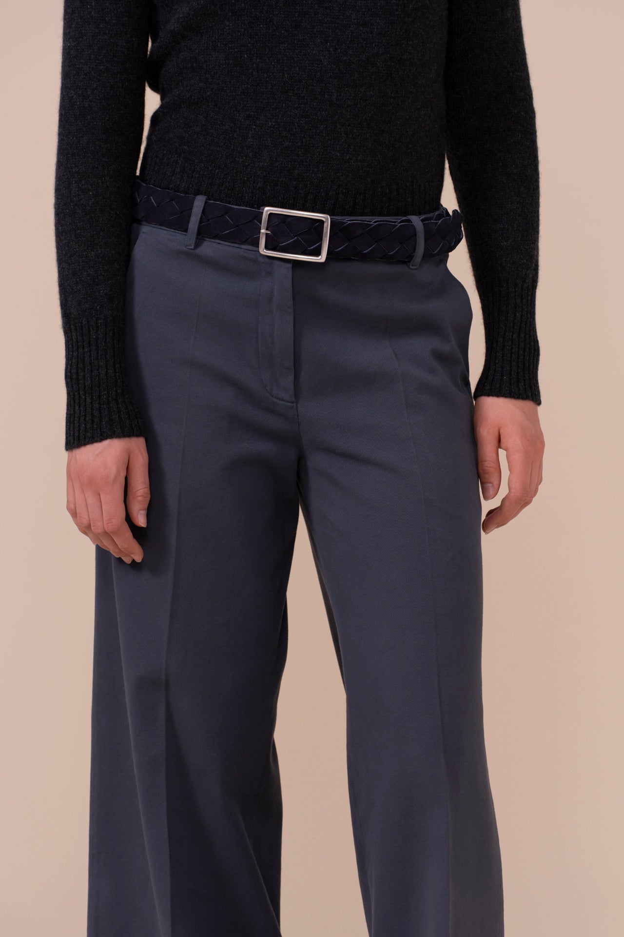 Gloria Cotton Old and Cashmere Wide Leg Pants - TITANIUM