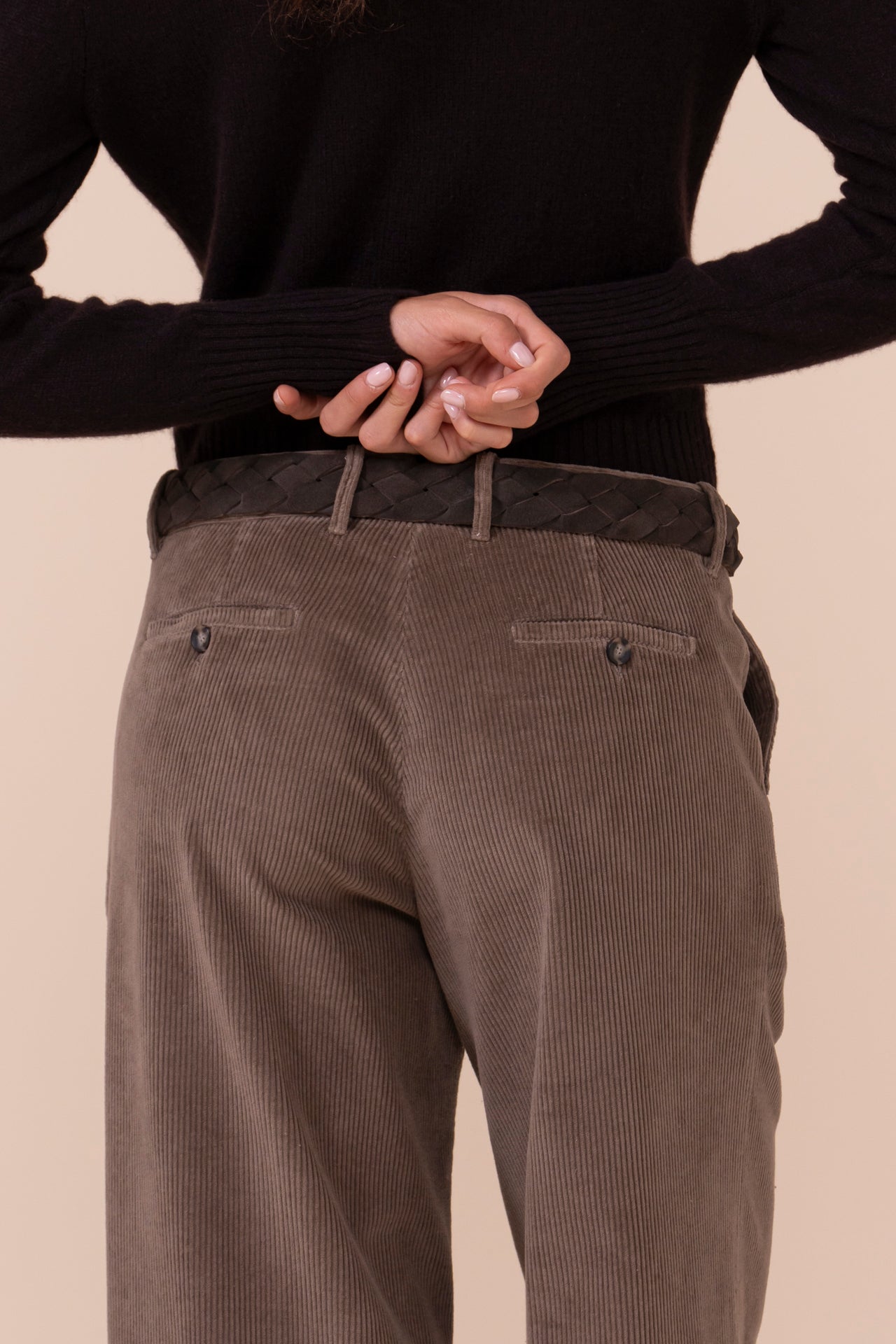 Gloria Velvet Corduroy Wide Leg Pants - GREIGE
