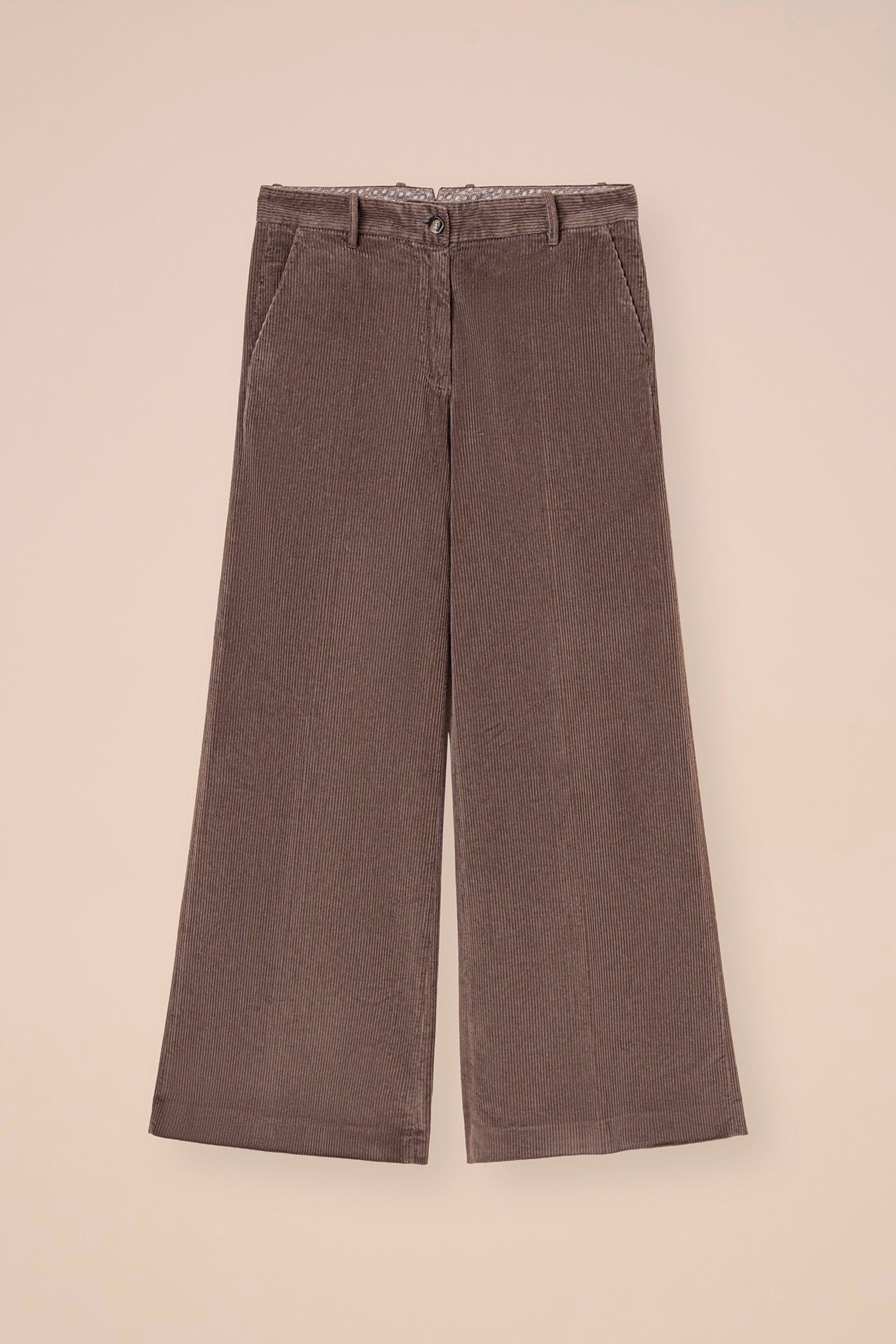 Gloria Velvet Corduroy Wide Leg Pants - GREIGE