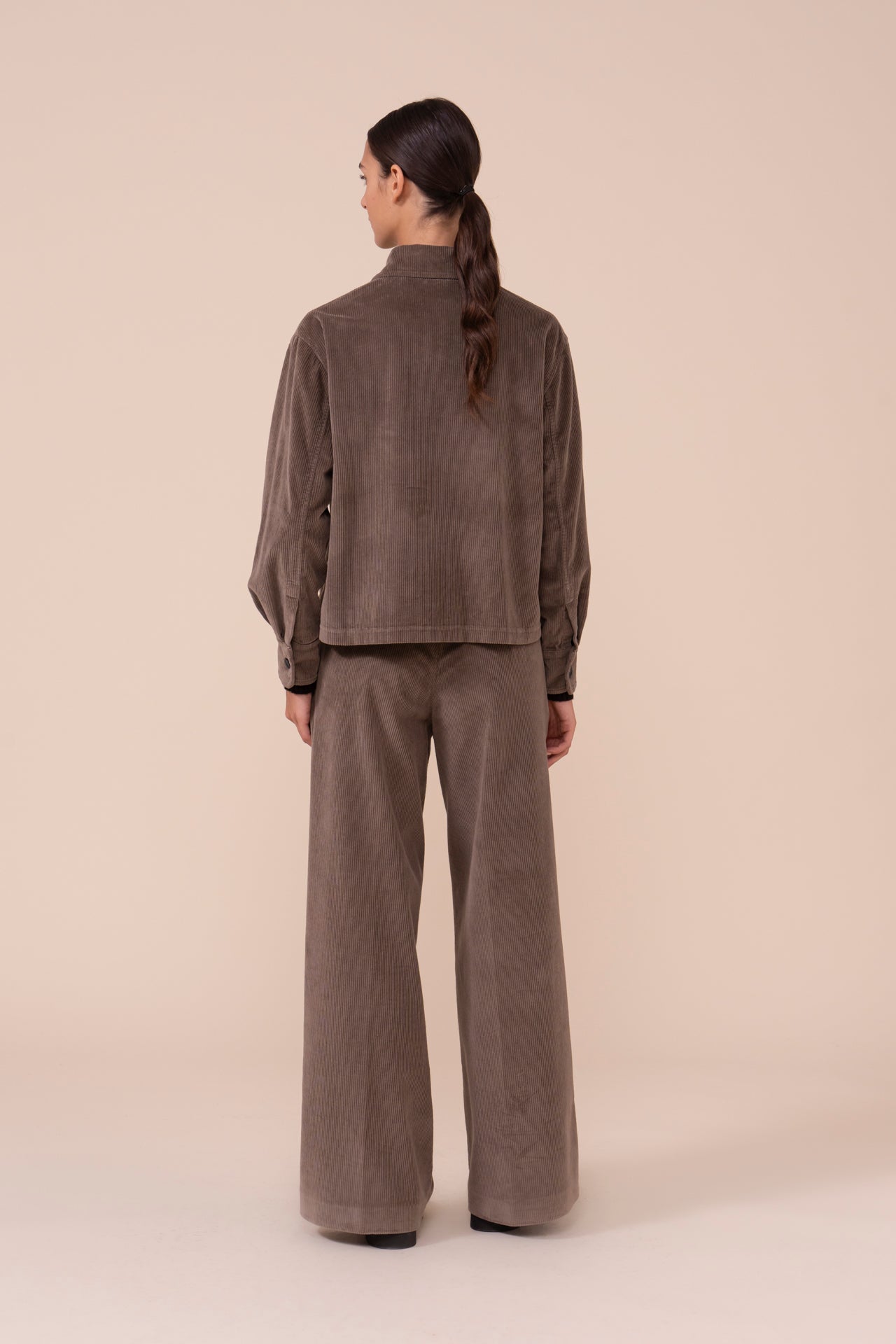Stele Velvet Corduroy Boxy Jacket - GREIGE