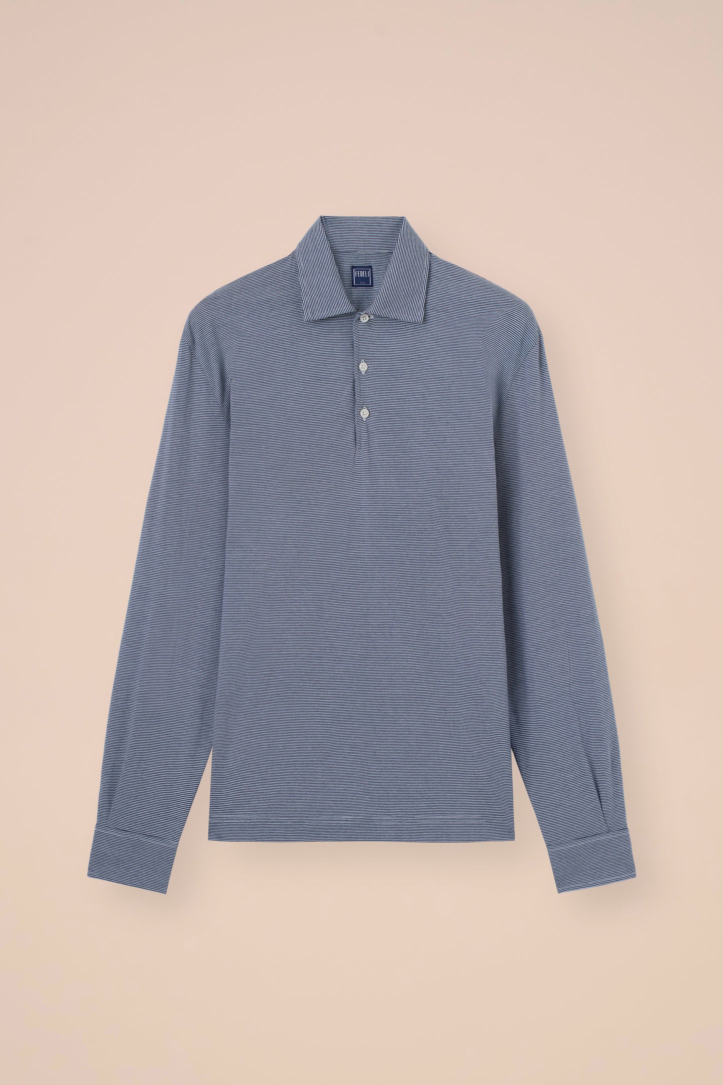Libeccio Cotton Light Striped Long Sleeve Polo - DARKFOREST