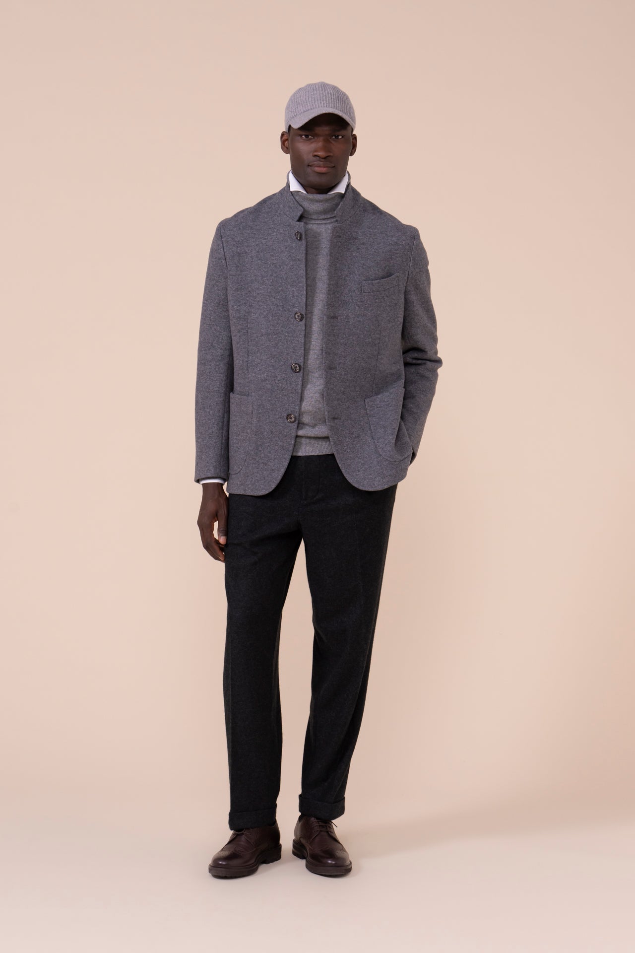 Damon blazer in cashmere flanel double - STONEMELANGE