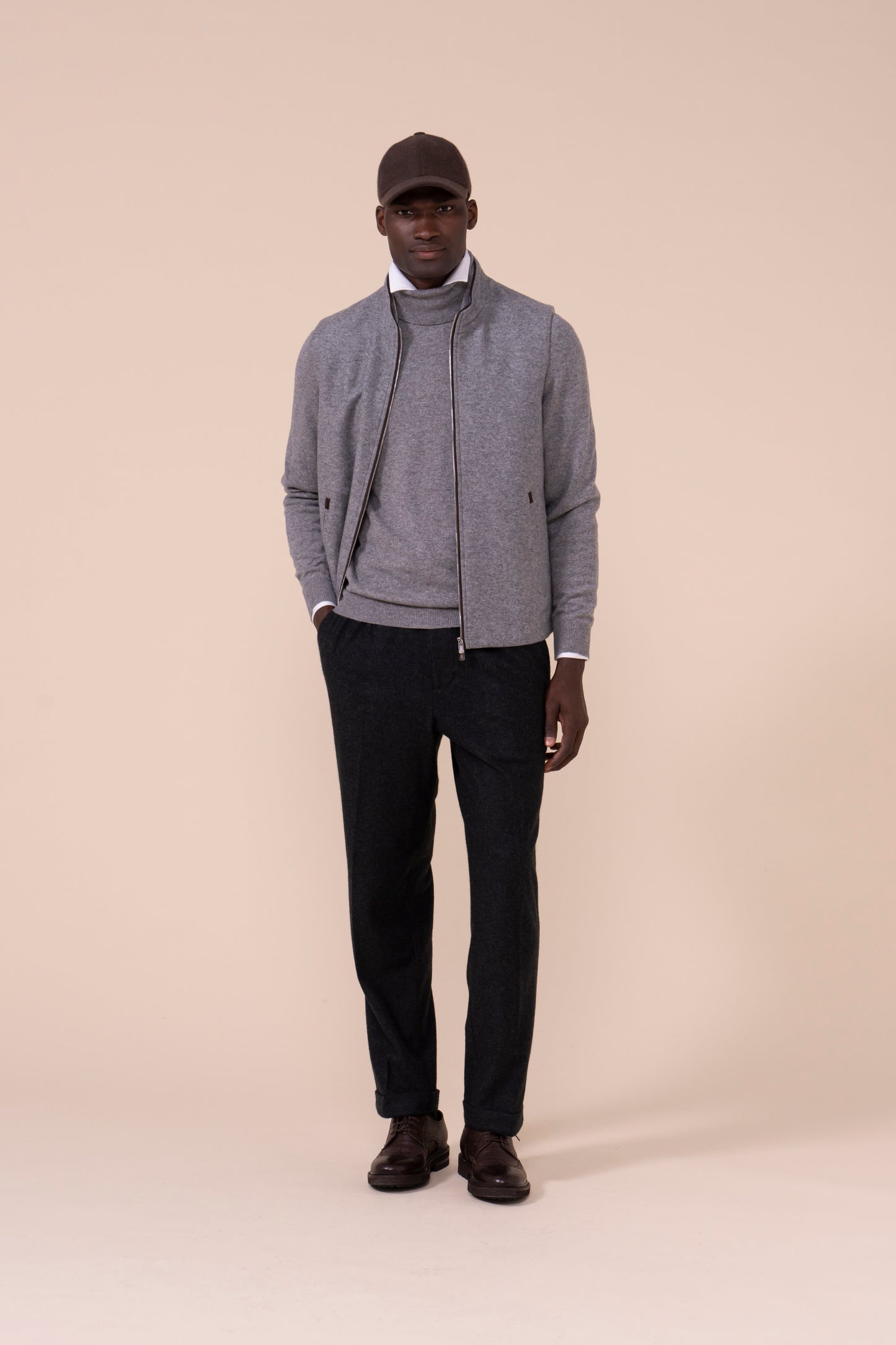 Mark gilet in cashmere flanel con zip - FLANNEL