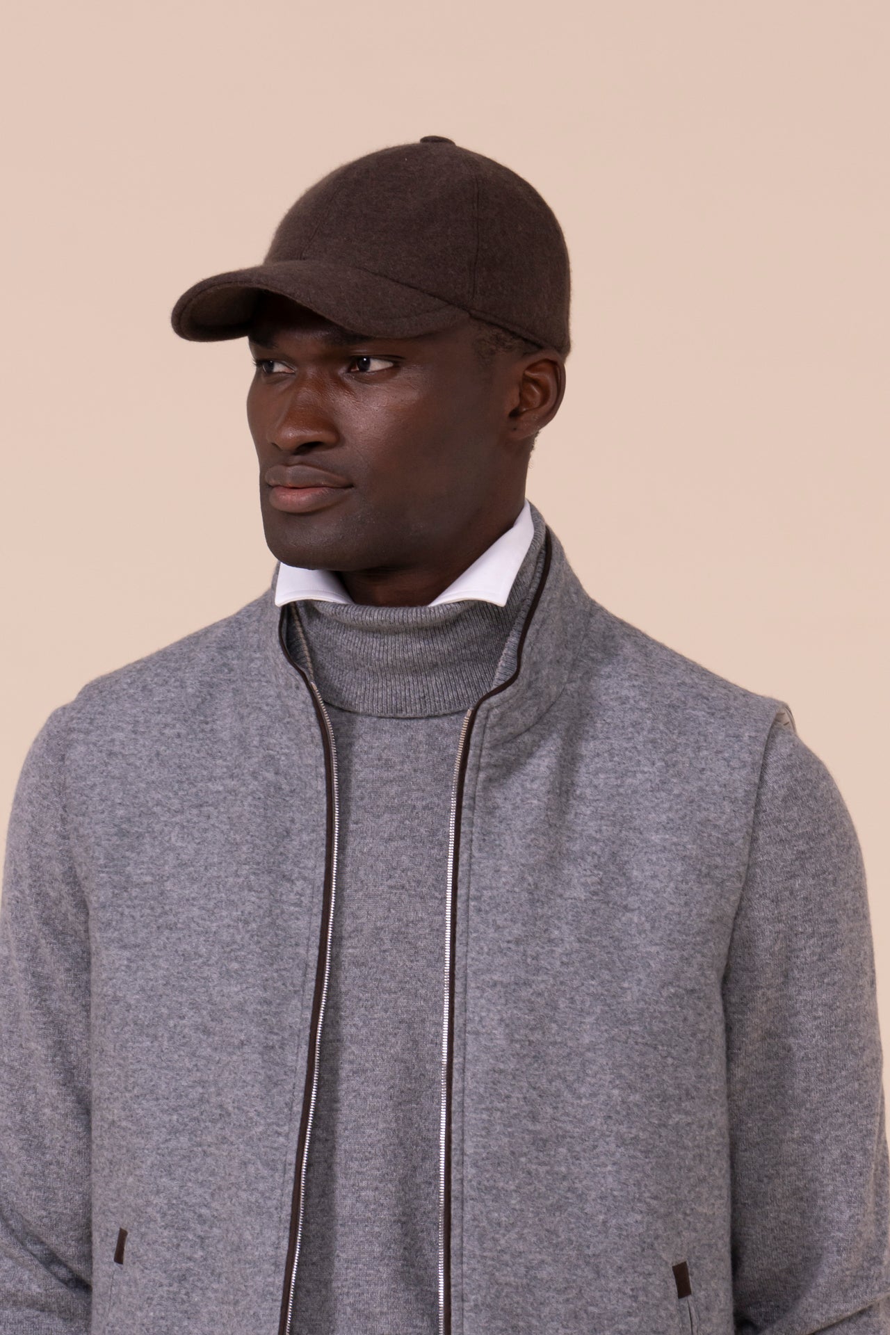 Mark Cashmere Flanel Full-zip Vest - FLANNEL