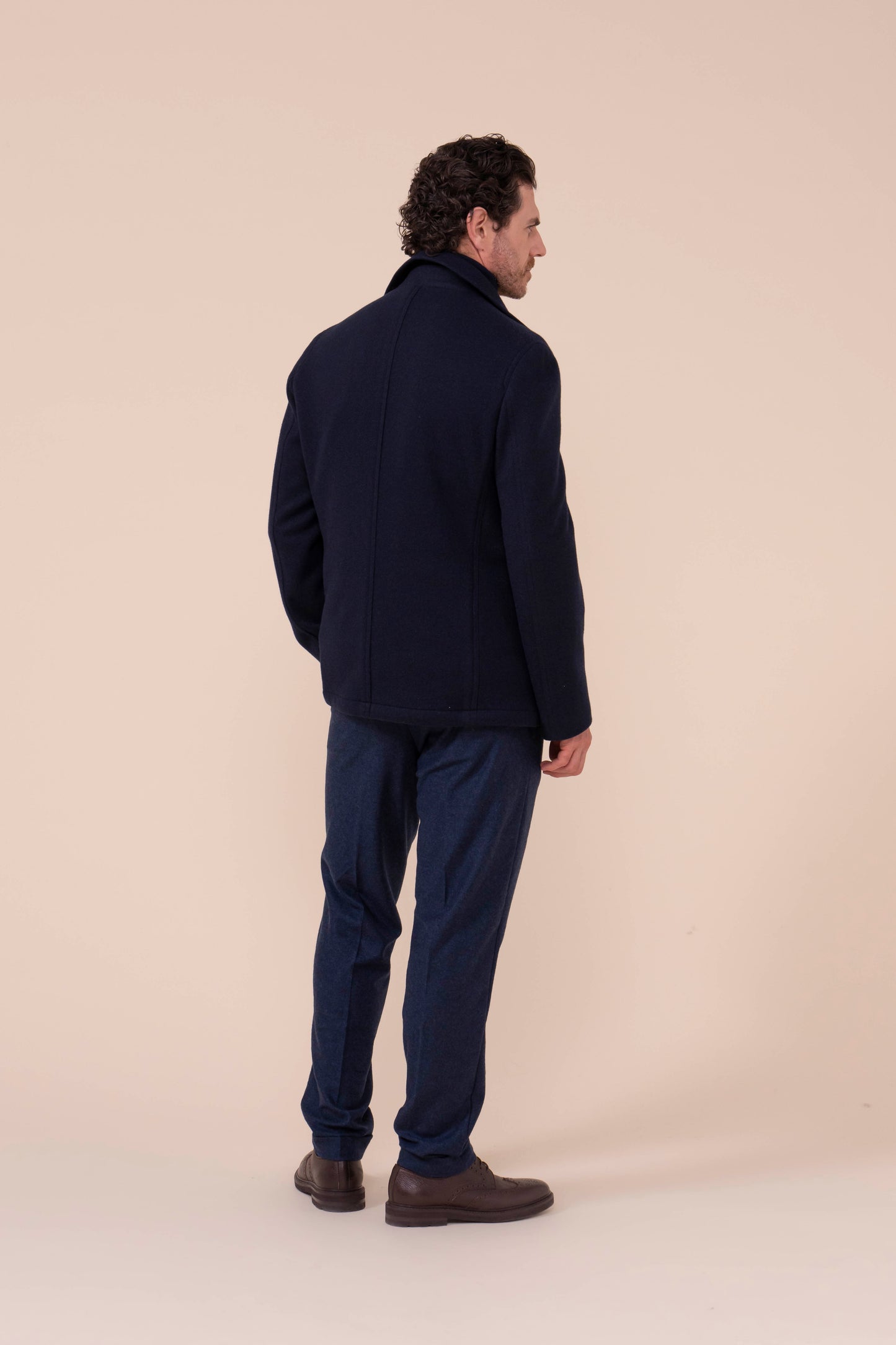 Peacoat caban in cahsmere flanel double - MIDNIGHTBLUE