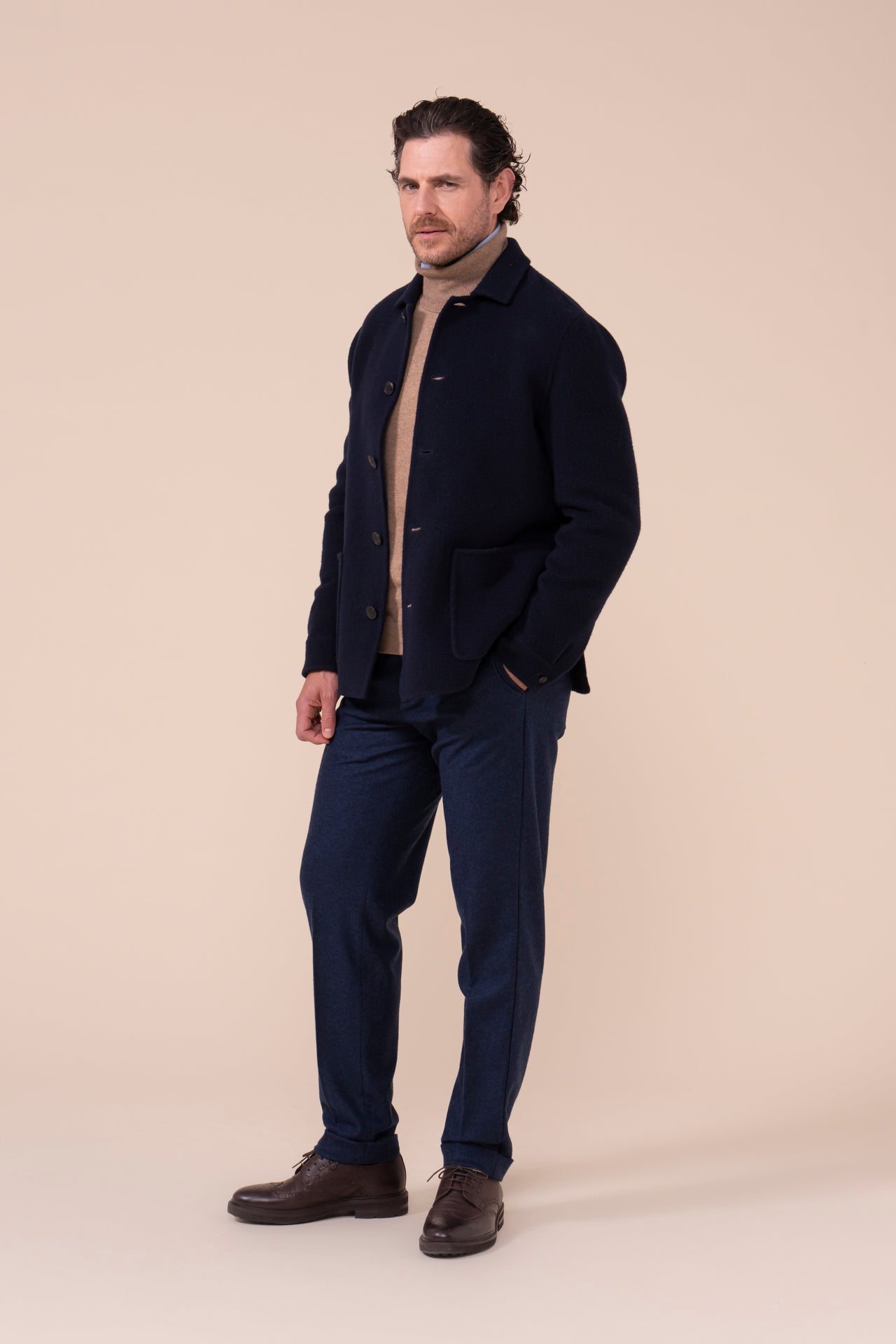 Cambridge giacca in lana e cashmere - MIDNIGHTBLUE