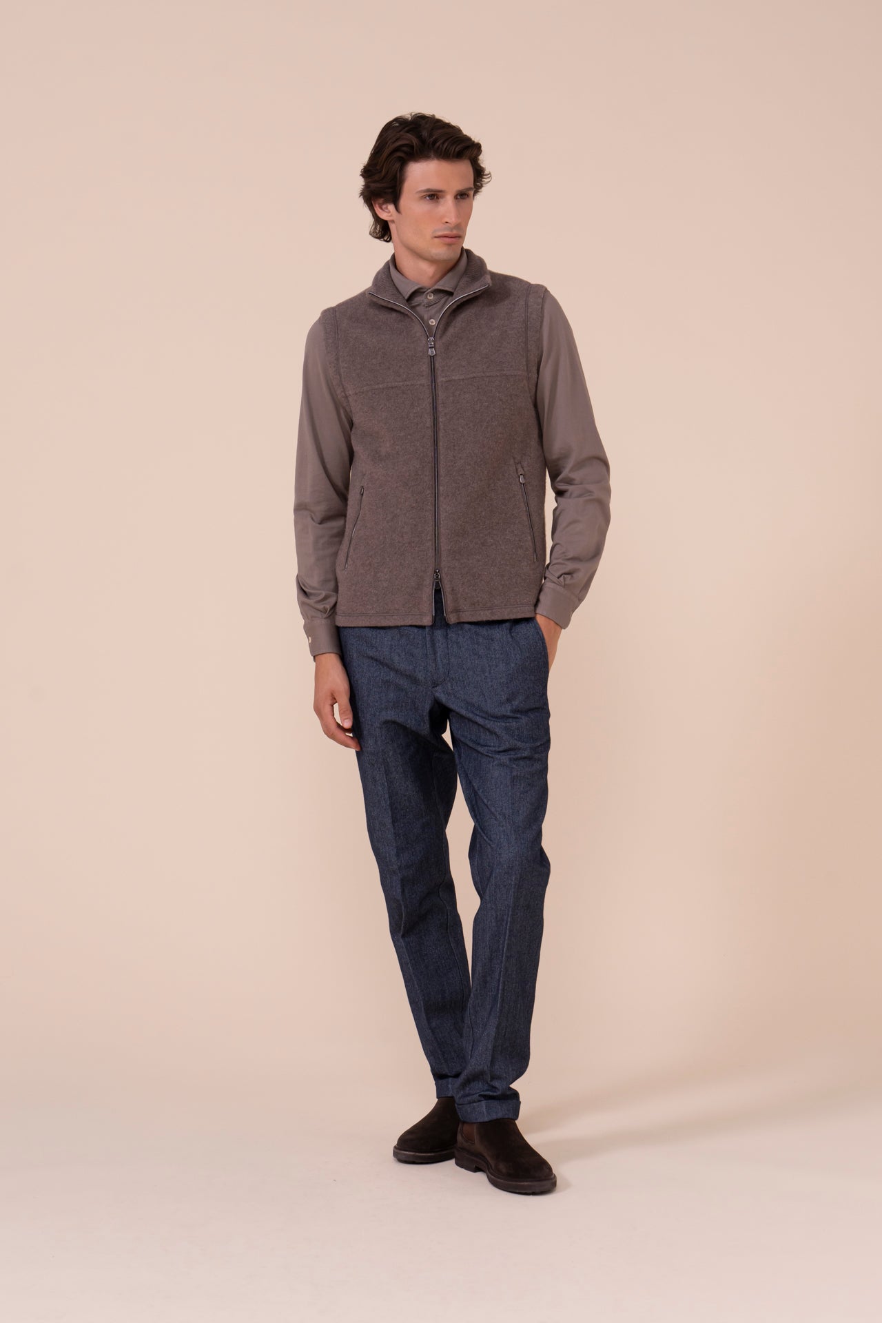 Par Cashmere Velour Vest - DARKGREIGE