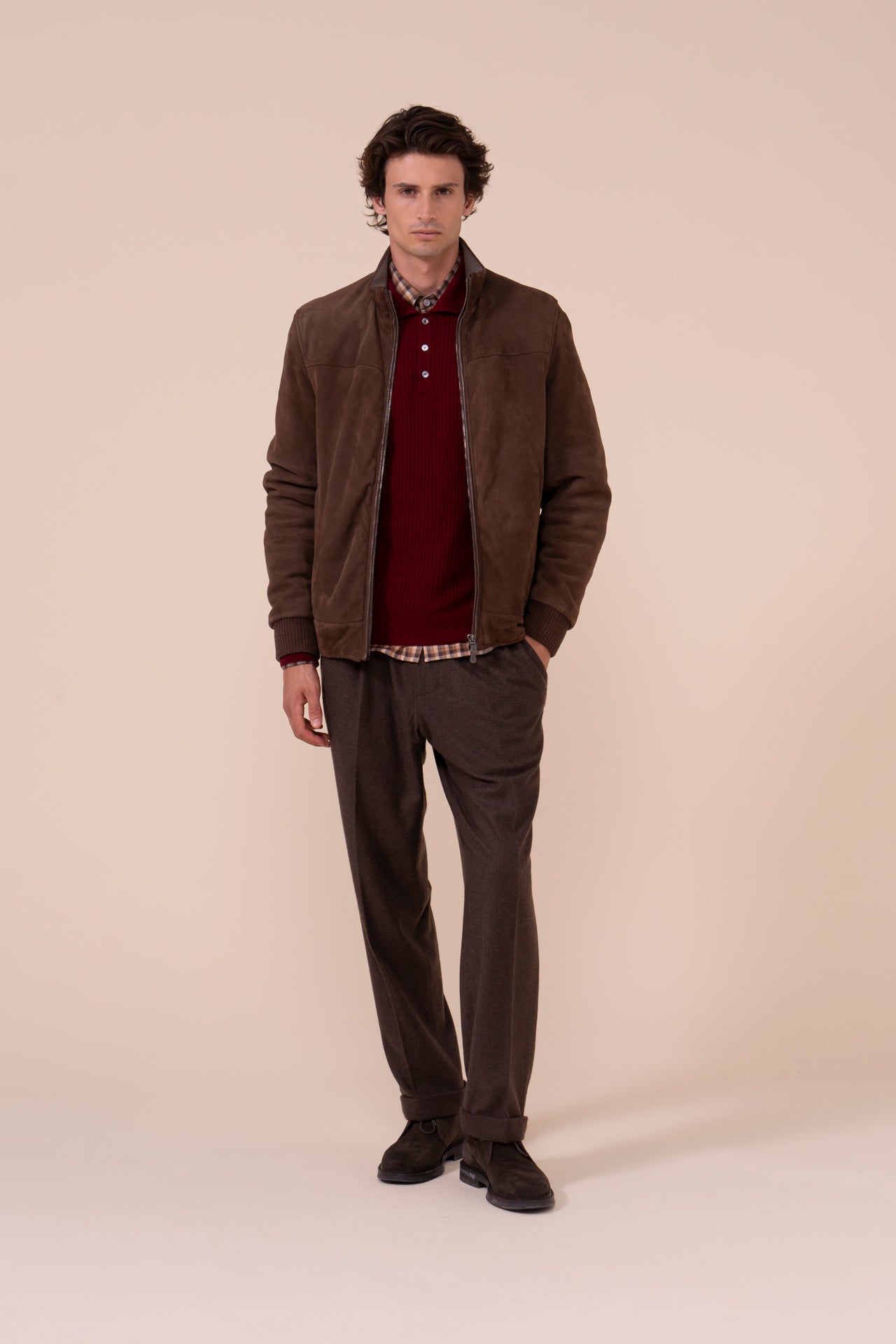 Bassano Suede Full-zip Jacket - DARKCHOCOLATE