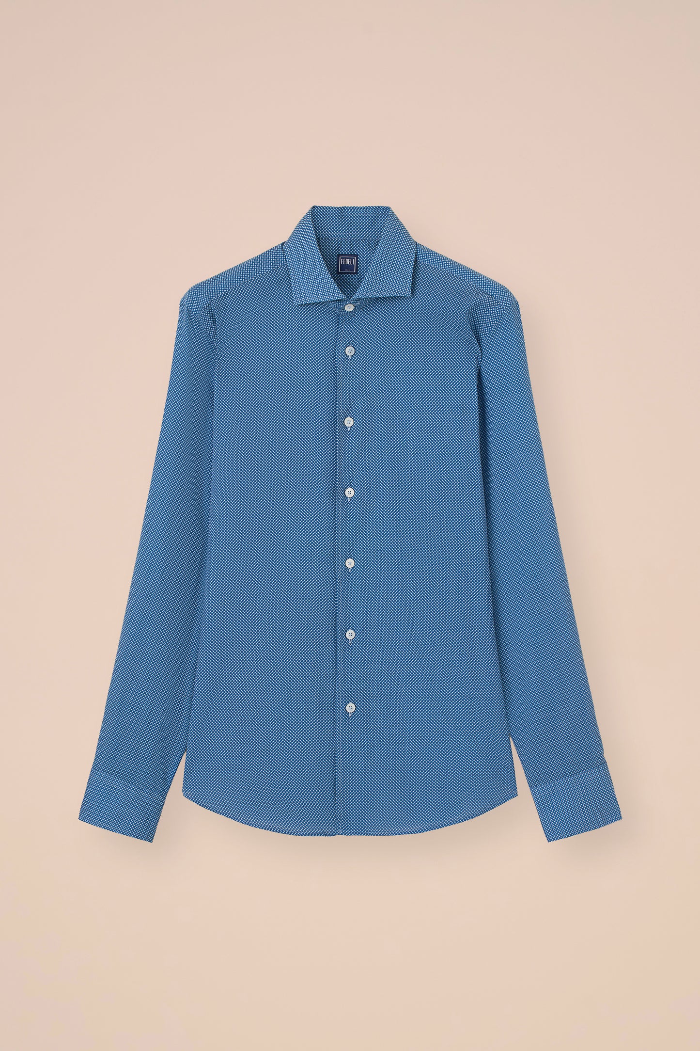 Sean Cotton Voile Printed Shirt - Mini Dash Pattern - MIDNIGHTBLUE