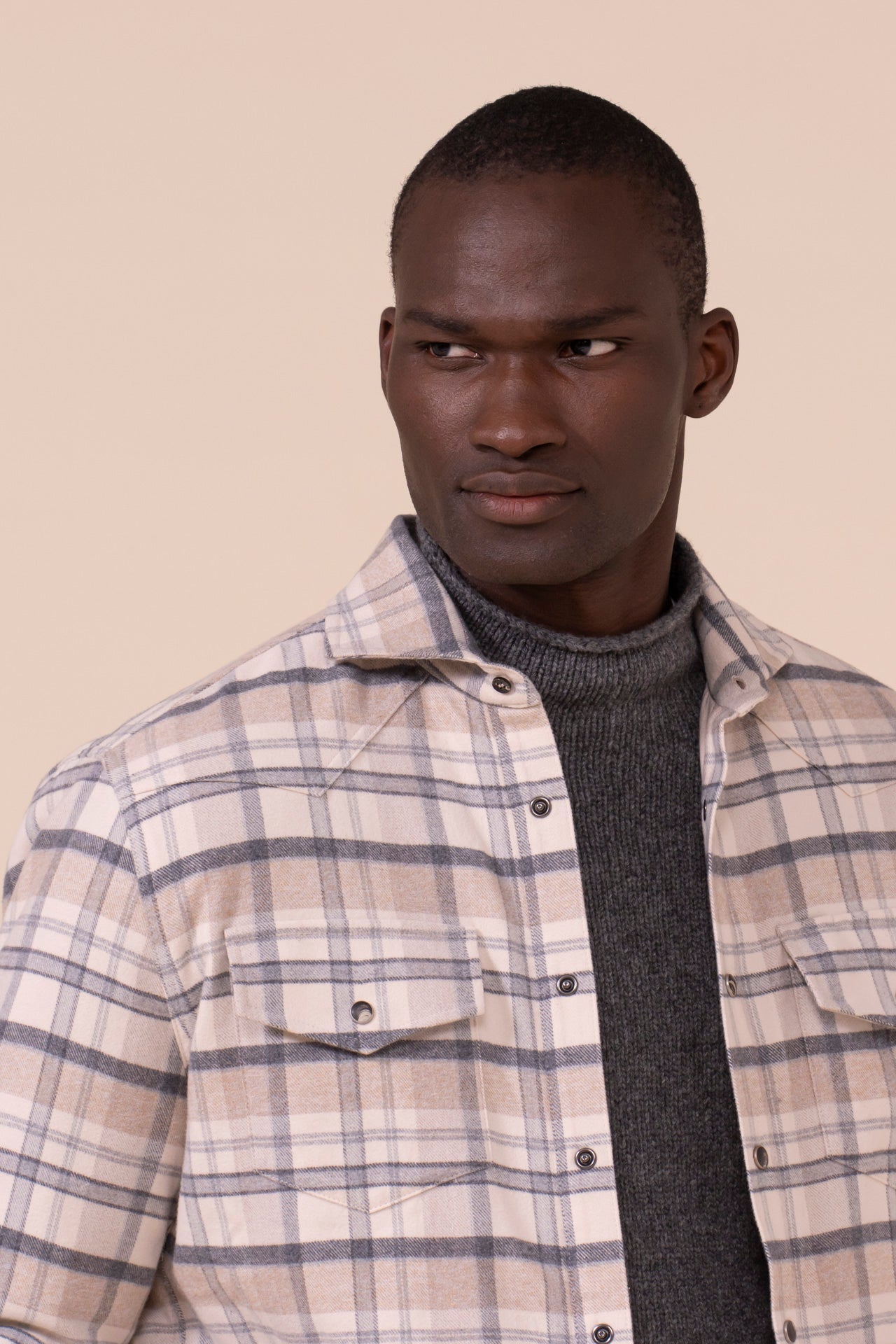 Dylan Cotton Cashmere Padded Overshirt - LIGHTGRAY