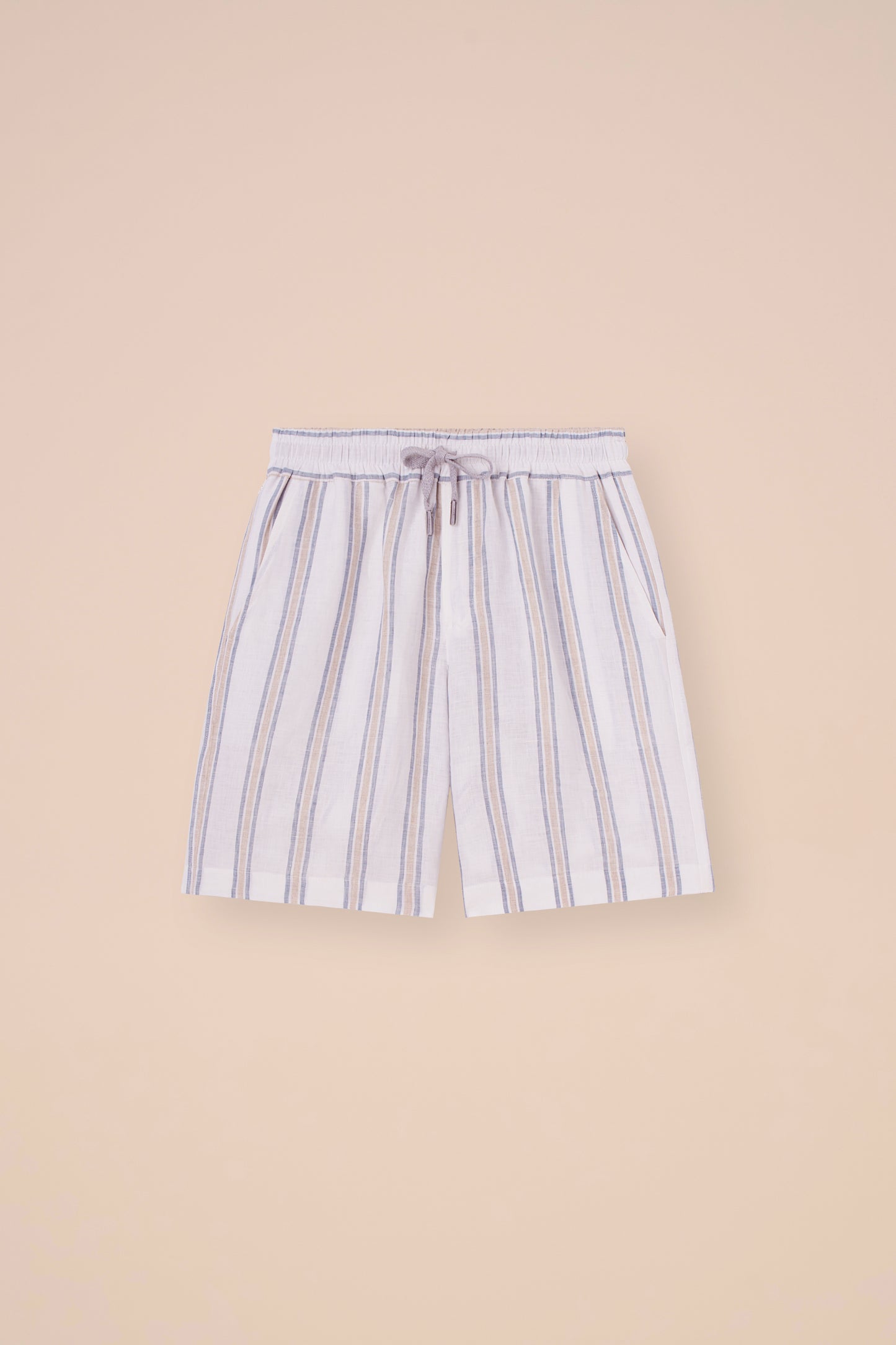 Alfa Miami Linen Striped Shorts - WHITE