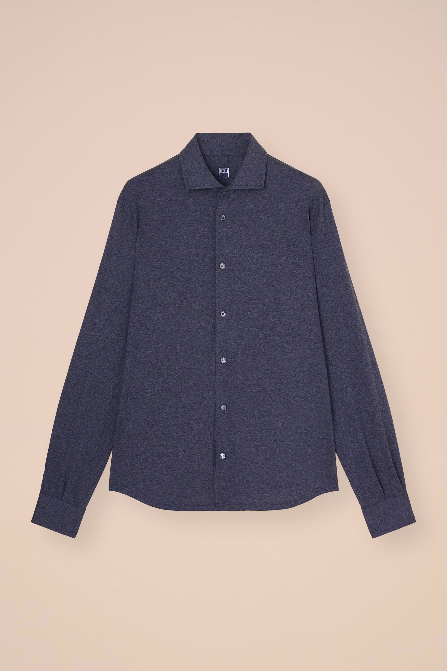 Thomas camicia in jersey di lana - DARKBLUEMELANGE