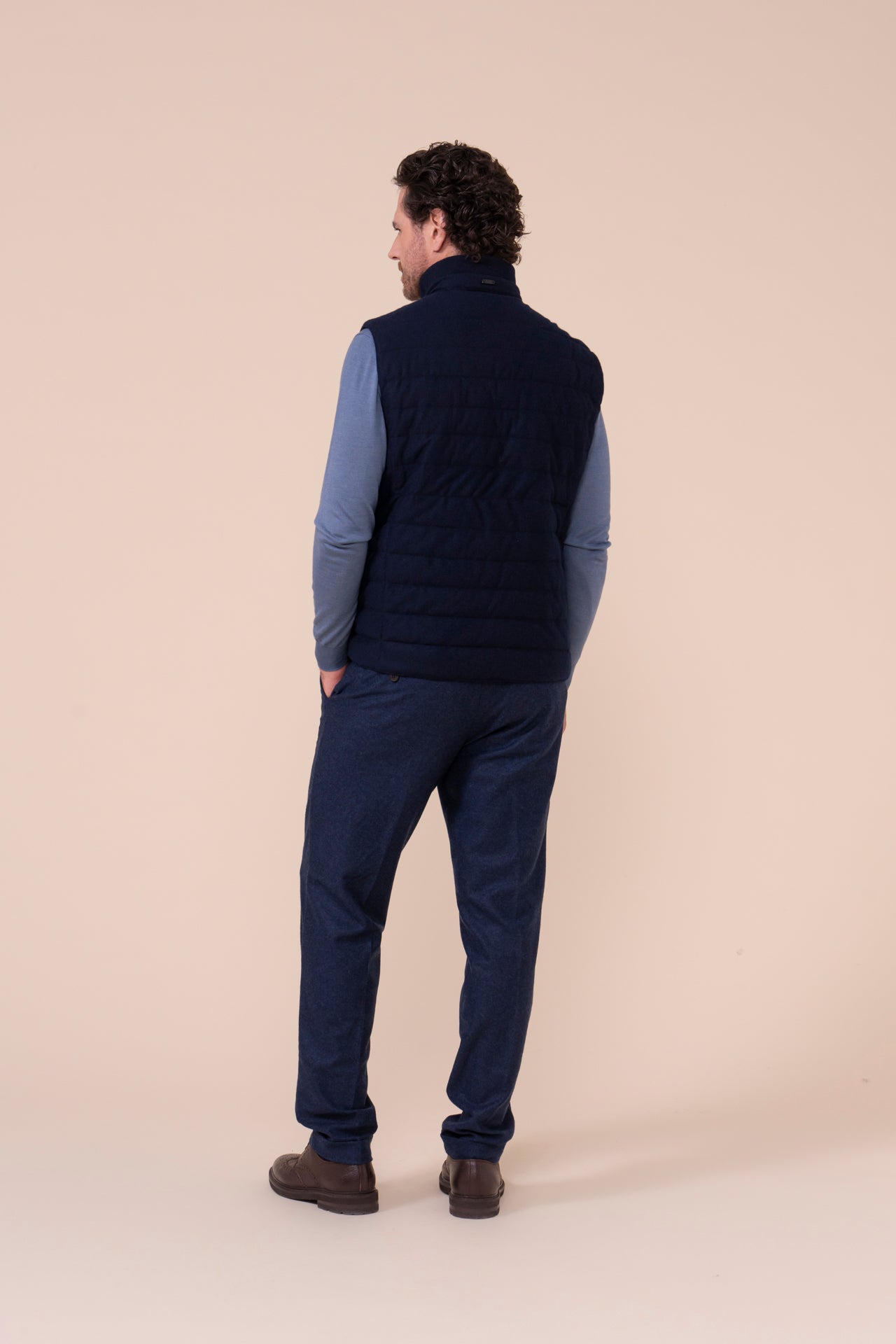Corvara Airstop and Cashmere Flanel Buttoned Vest - Reversible - MIDNIGHTBLUE