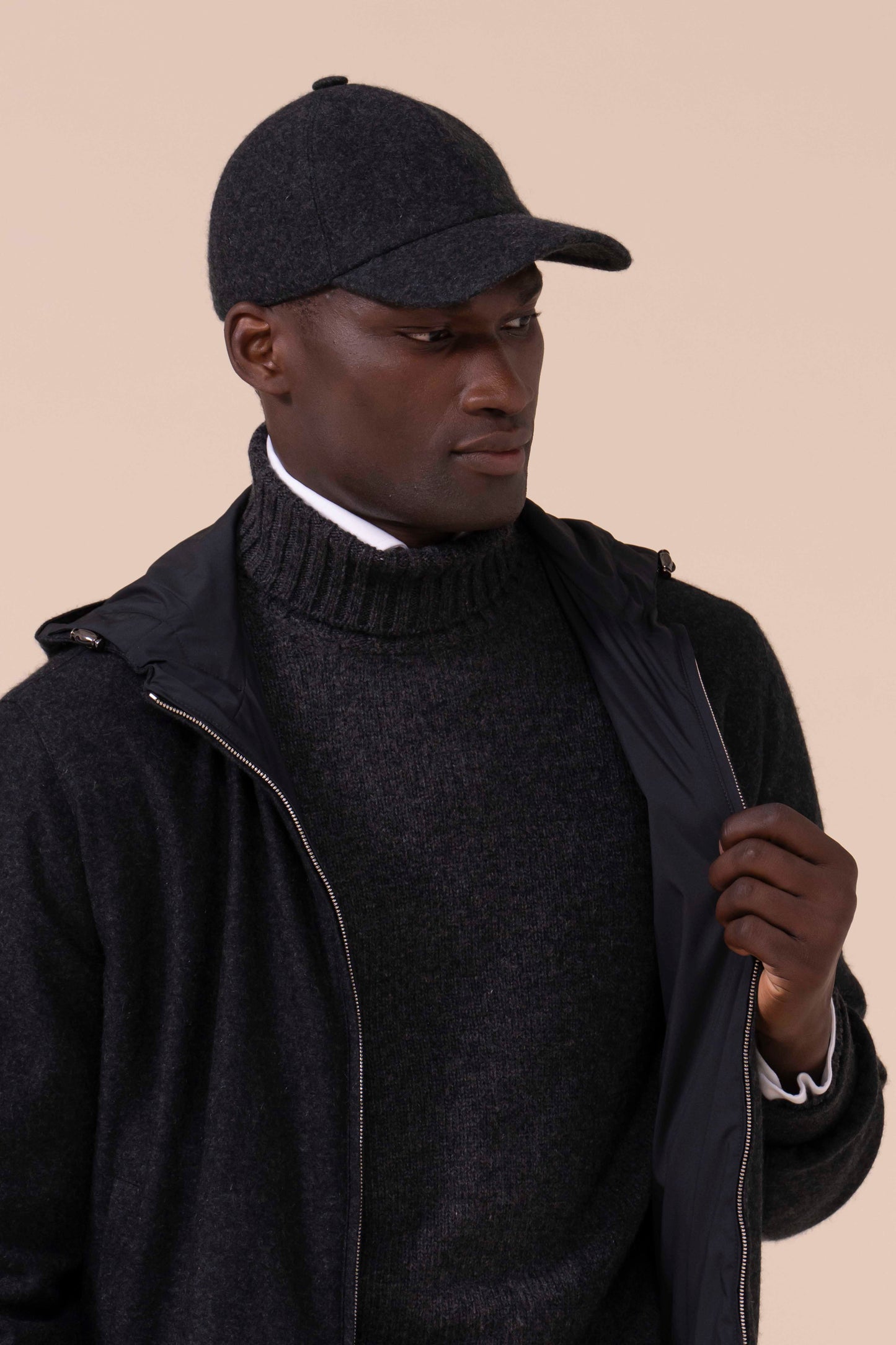 Start bomber con cappuccio in cashmere flanel e Airstop - ANTHRACITEMELANGE