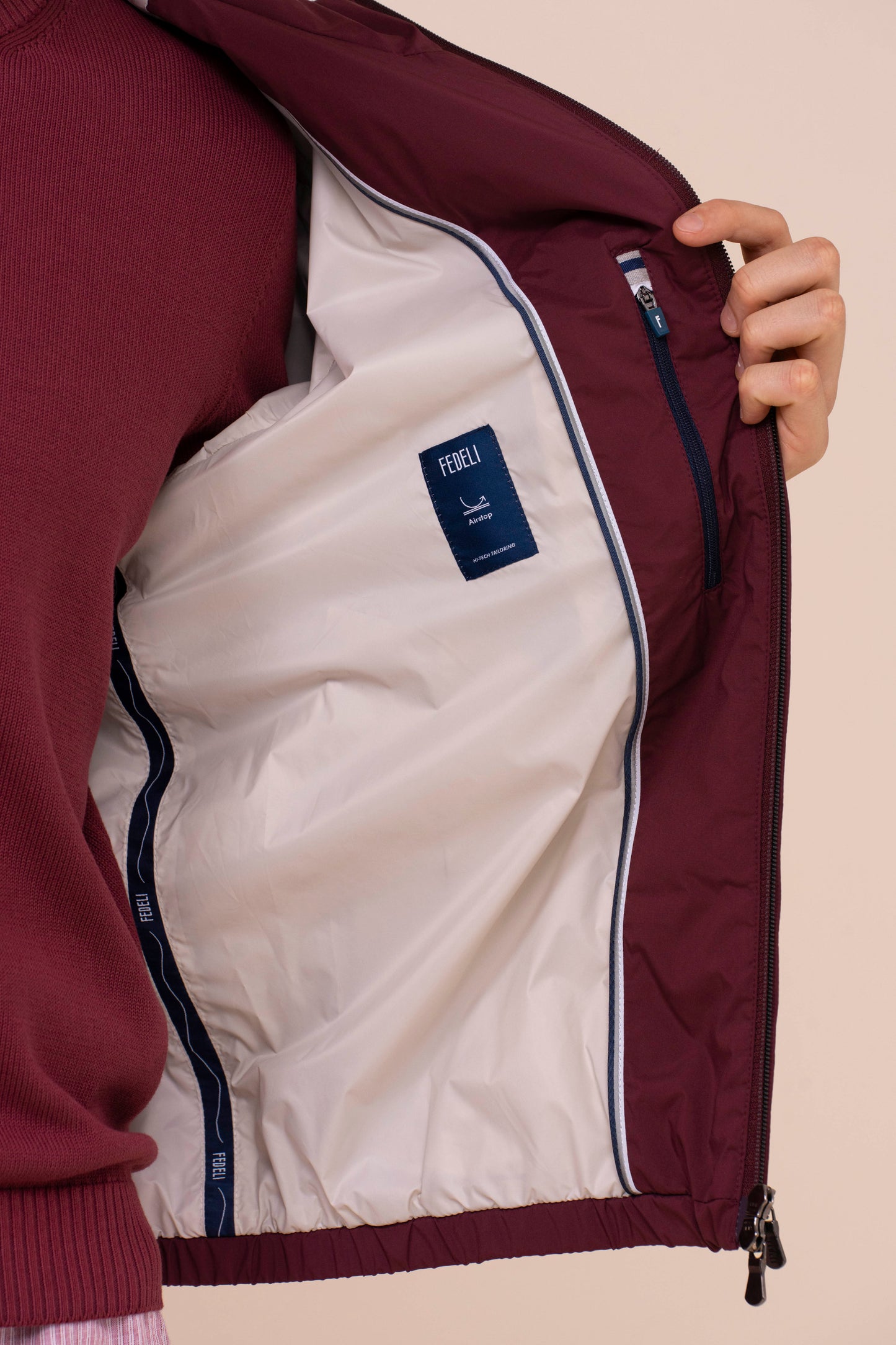 Cesare Airstop Hooded Padded Jacket - MERLOT