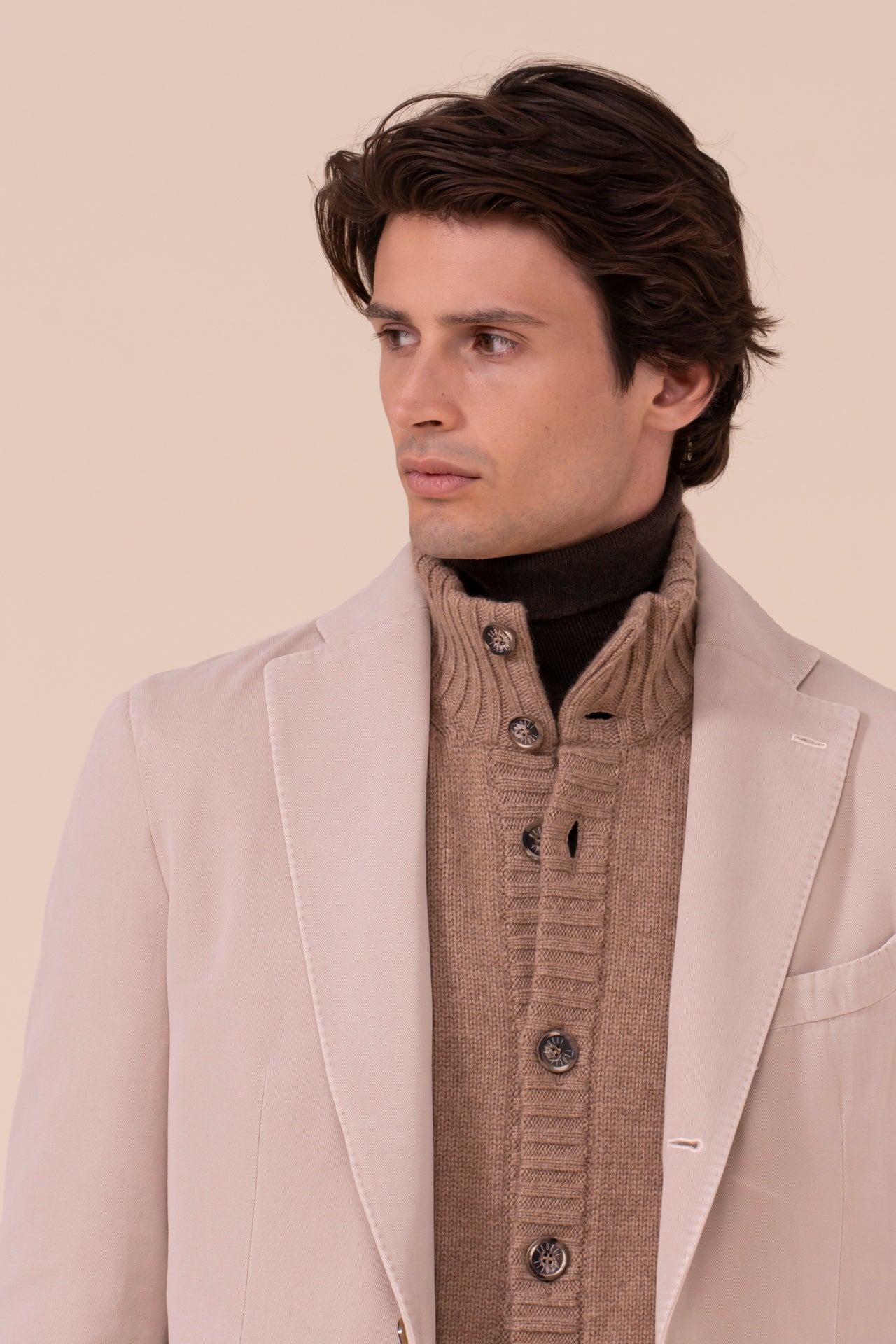 Cremona blazer sartoriale in cashmere e cotone - GREIGE