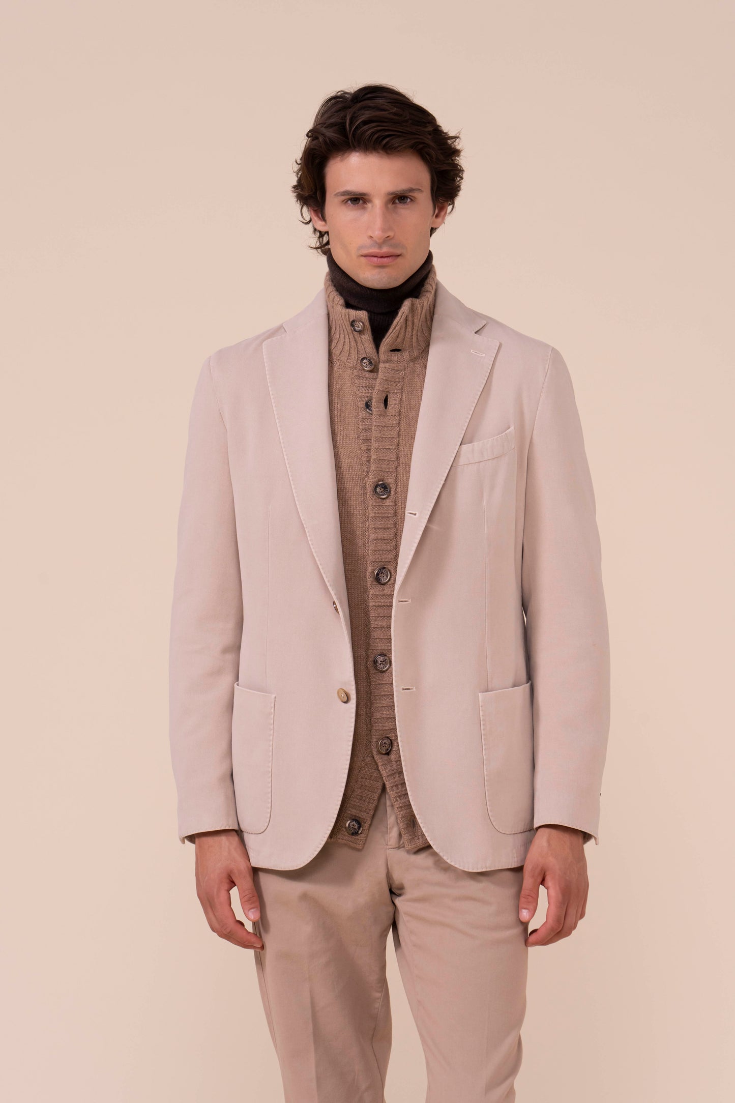 Cremona blazer sartoriale in cashmere e cotone - GREIGE