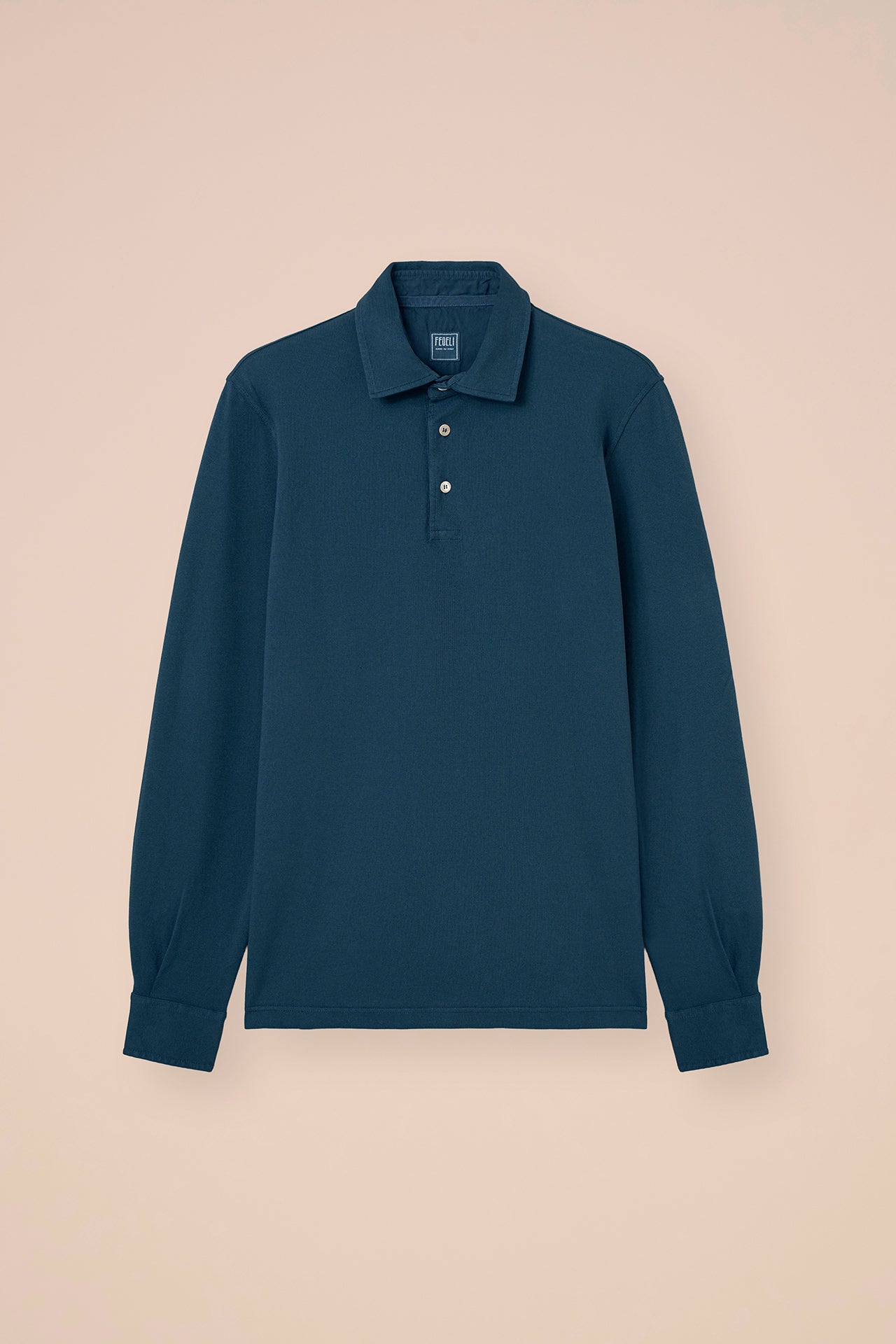 North Piquet Cotton Long Sleeve Polo - DARKGREIGE