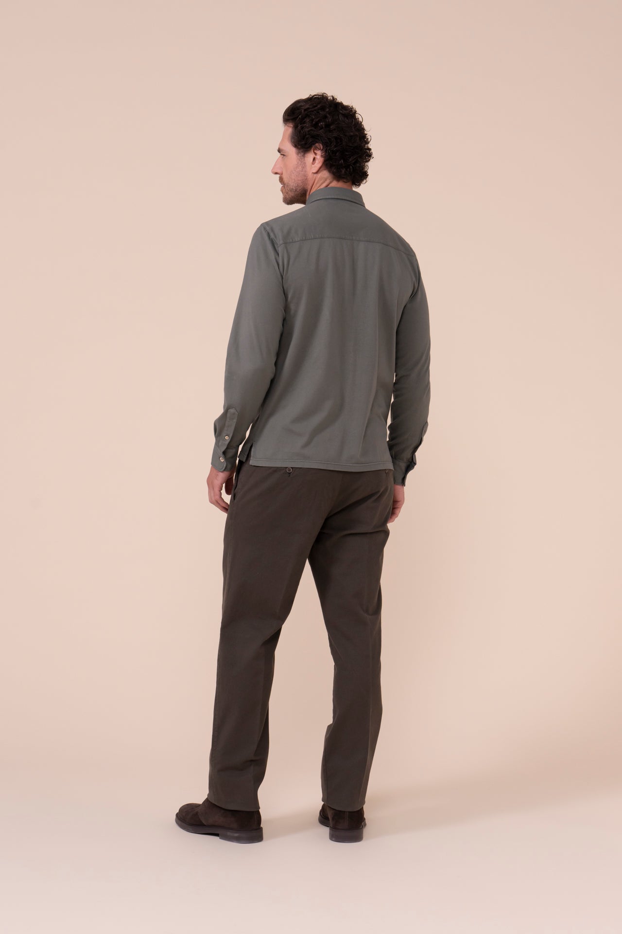 Jason Organic Cotton Long Sleeve Shirt - OLIVEGREEN