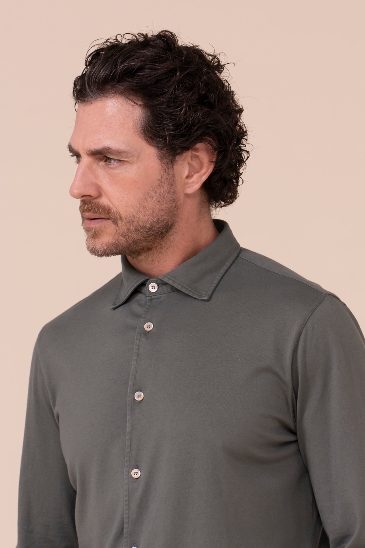 Jason Organic Cotton Long Sleeve Shirt - OLIVEGREEN