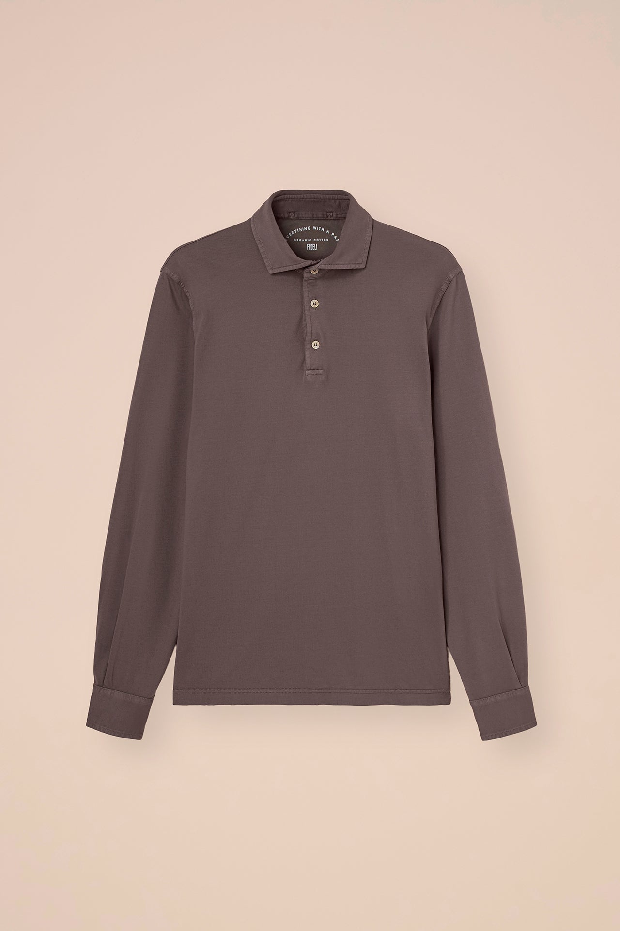 Zero Organic Cotton Long Sleeve Polo - WHITESMOKE