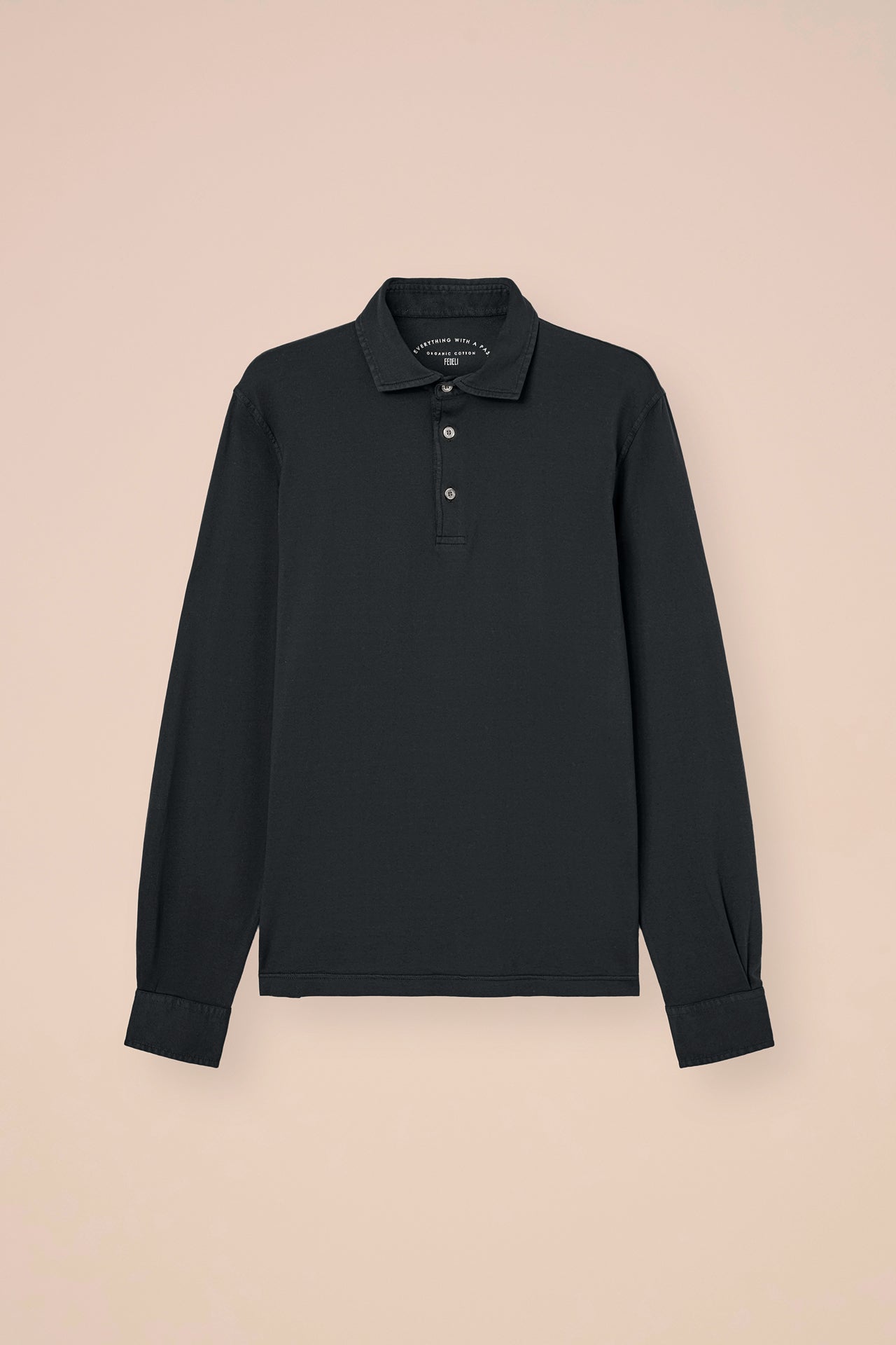 Zero Organic Cotton Long Sleeve Polo - WHITESMOKE
