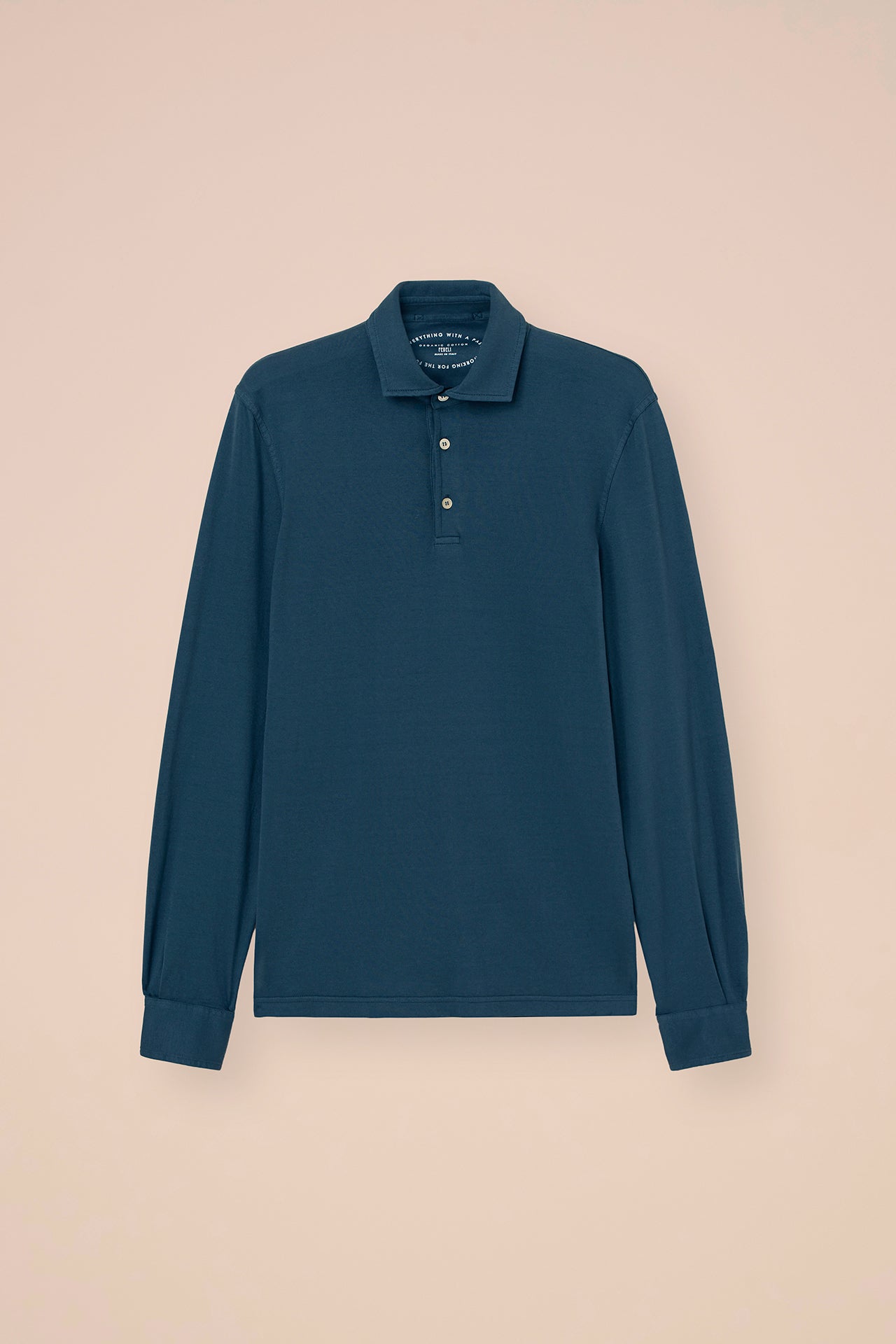Zero Organic Cotton Long Sleeve Polo - WHITESMOKE
