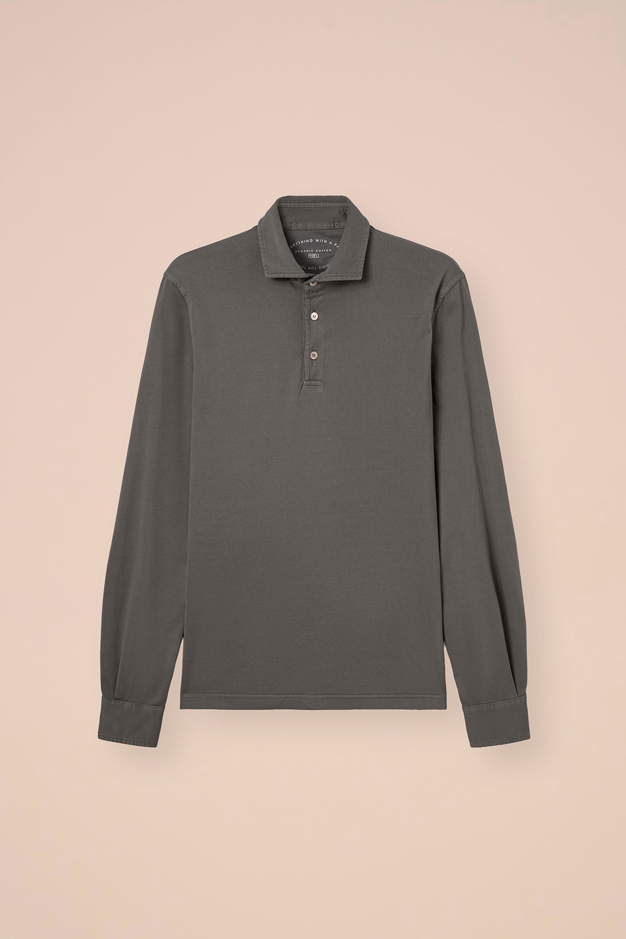 Zero Organic Cotton Long Sleeve Polo - WHITESMOKE