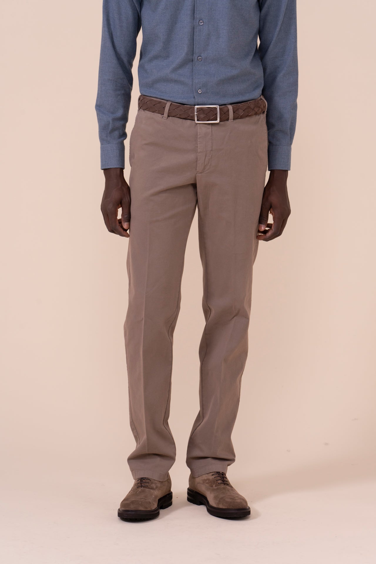 Boston pantaloni in cotone e cashmere - GREIGE