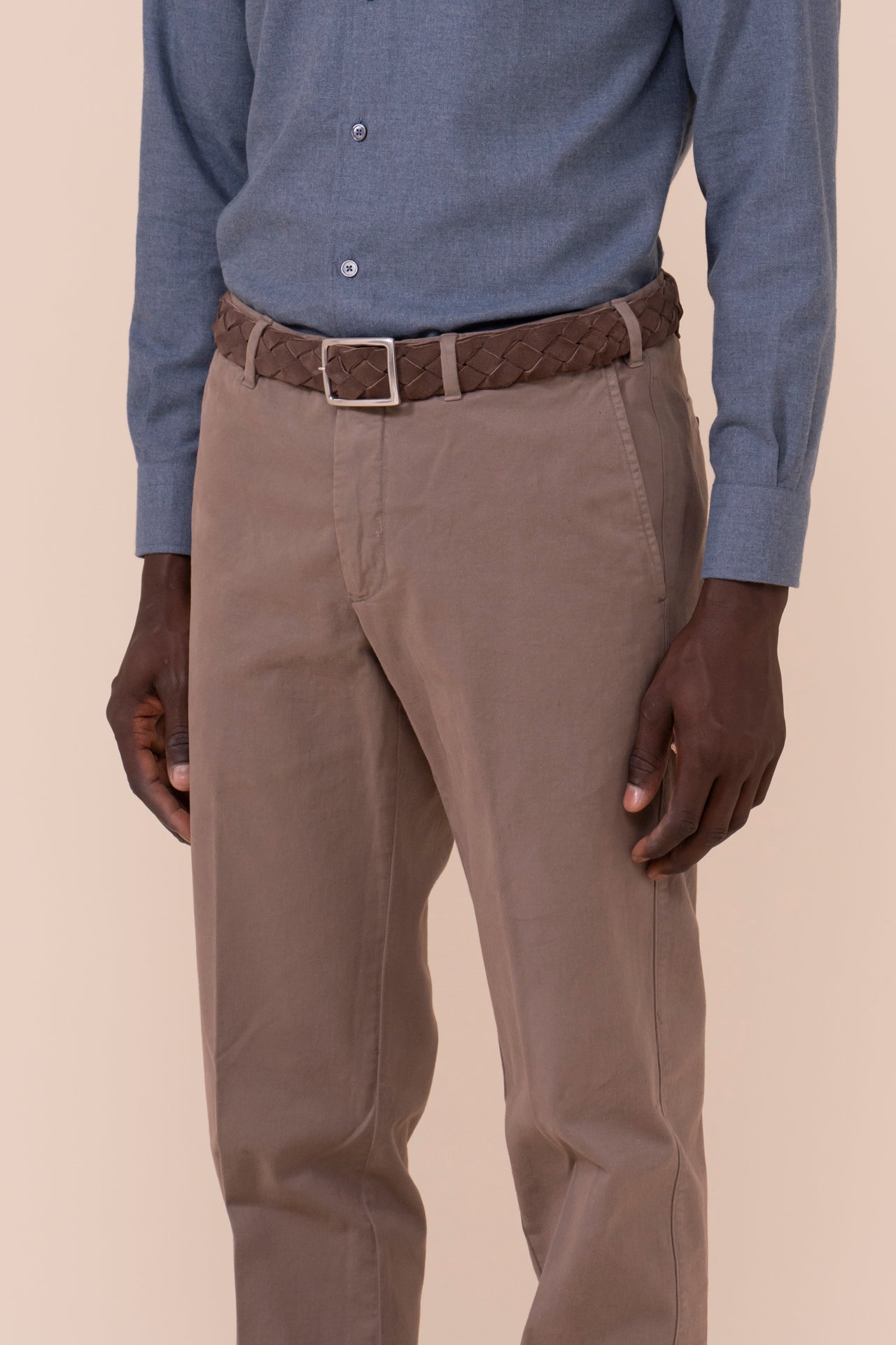 Boston pantaloni in cotone e cashmere - GREIGE