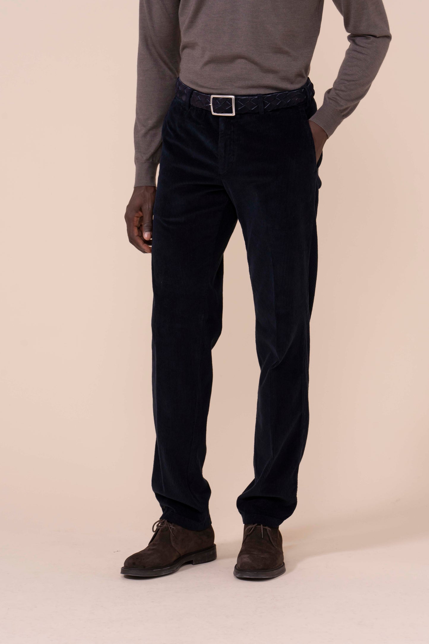 Boston pantaloni in velluto corduroy a coste - MIDNIGHTBLUE