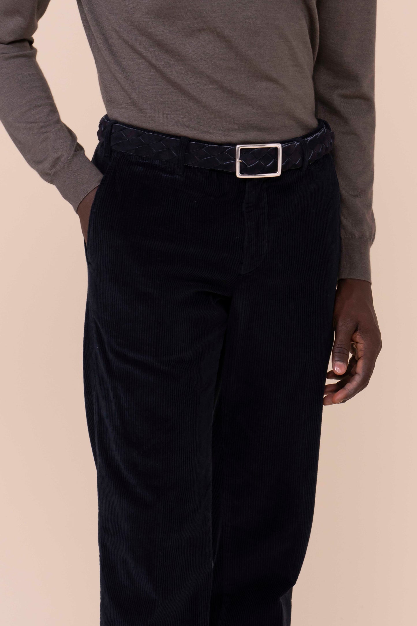 Boston pantaloni in velluto corduroy a coste - MIDNIGHTBLUE