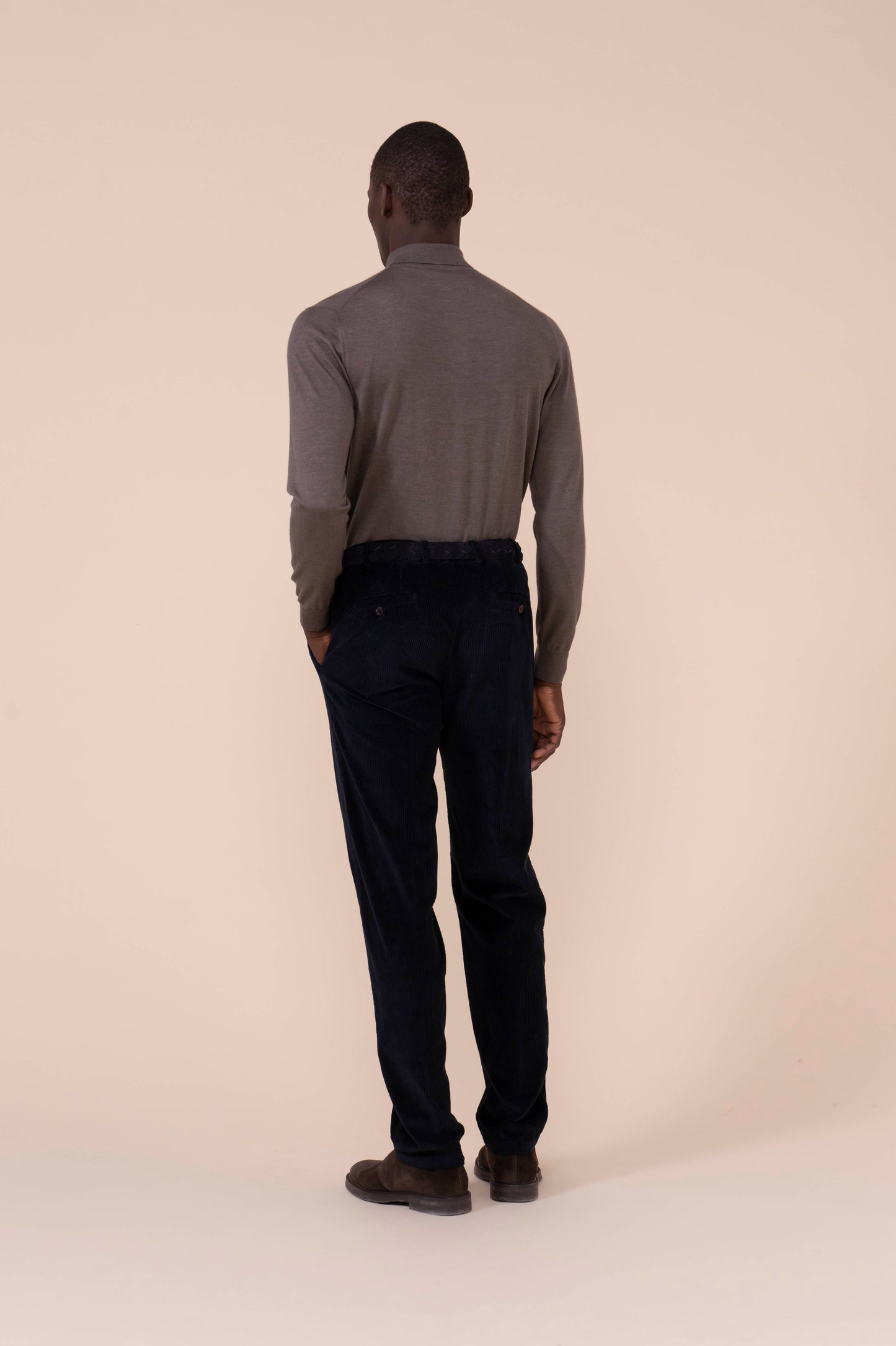 Boston pantaloni in velluto corduroy a coste - MIDNIGHTBLUE