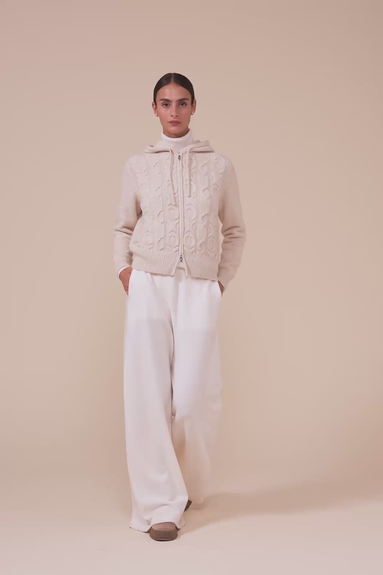 Makalù felpa in cashmere con cappuccio - CREAM/CREAM