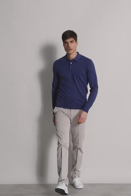 knitted organic cotton polo shirt blue - video