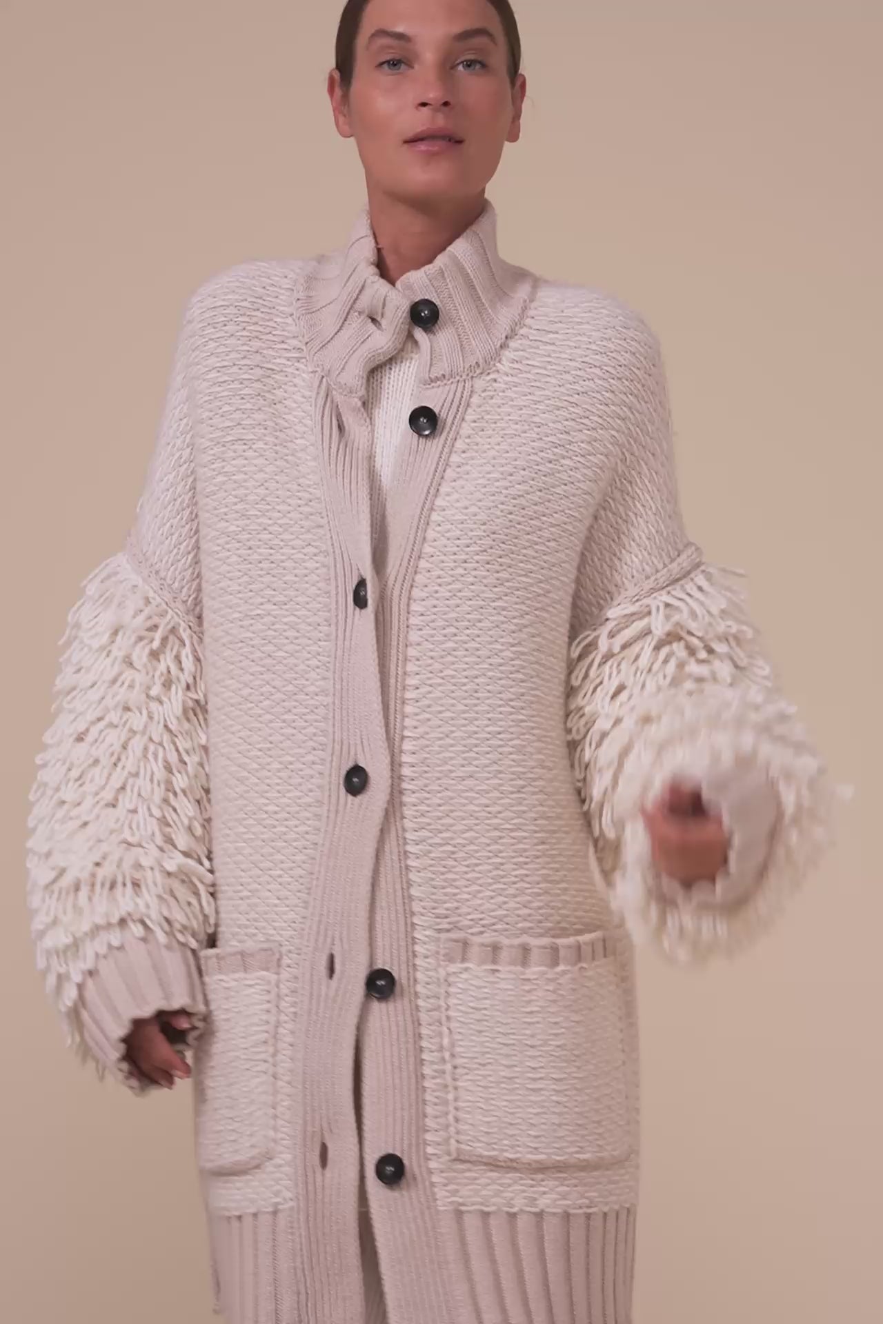 Ventoux Cashmere and Silk Oversized Coat - LINEN