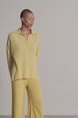 women's cashmere knitted polo sweater in yellow - video