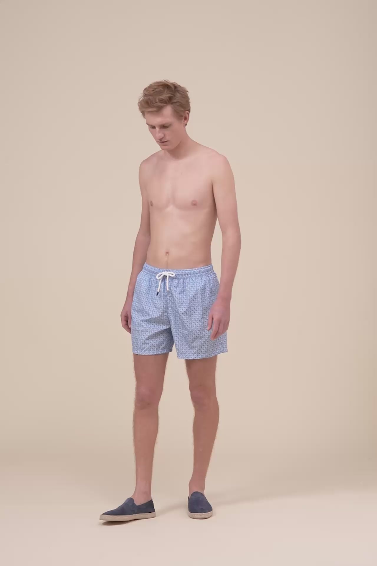 Madeira - The Sustainable Swim Trunk - Vintage Pattern - CORNFLOWERBLUE