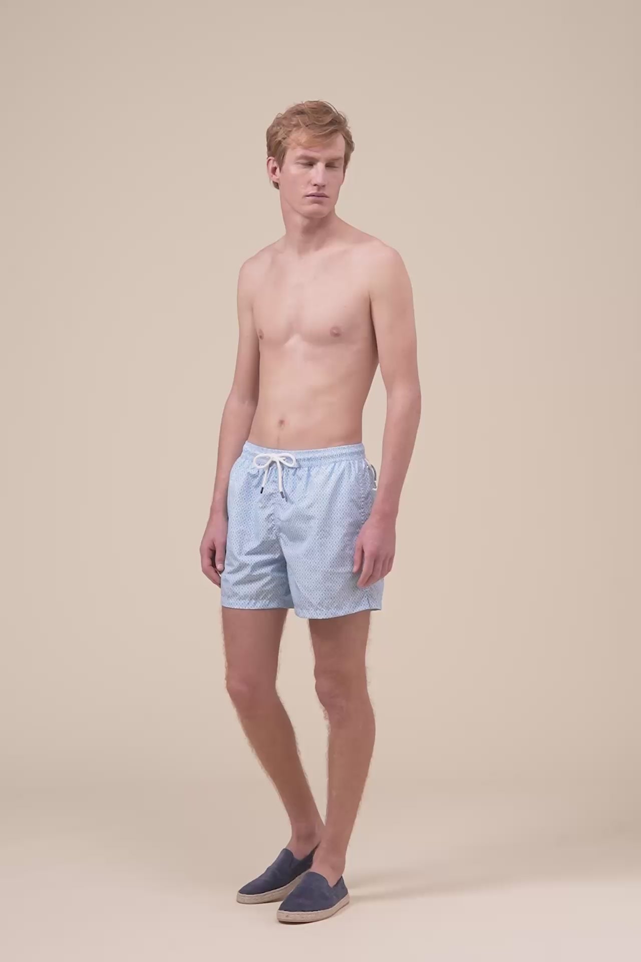 Madeira - The Sustainable Swim Trunk - Geometric Tile Pattern - CORNFLOWERBLUE