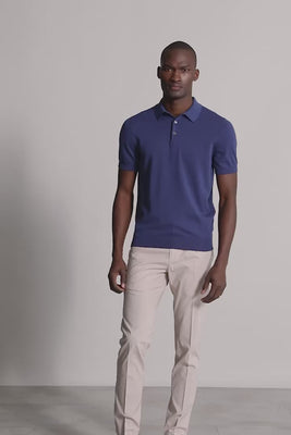 short sleeves organic cotton polo blue - video