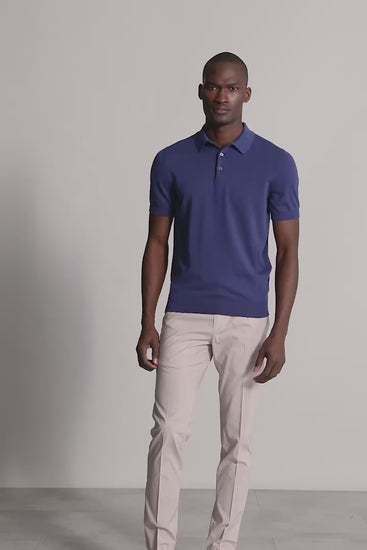 short sleeves organic cotton polo blue - video