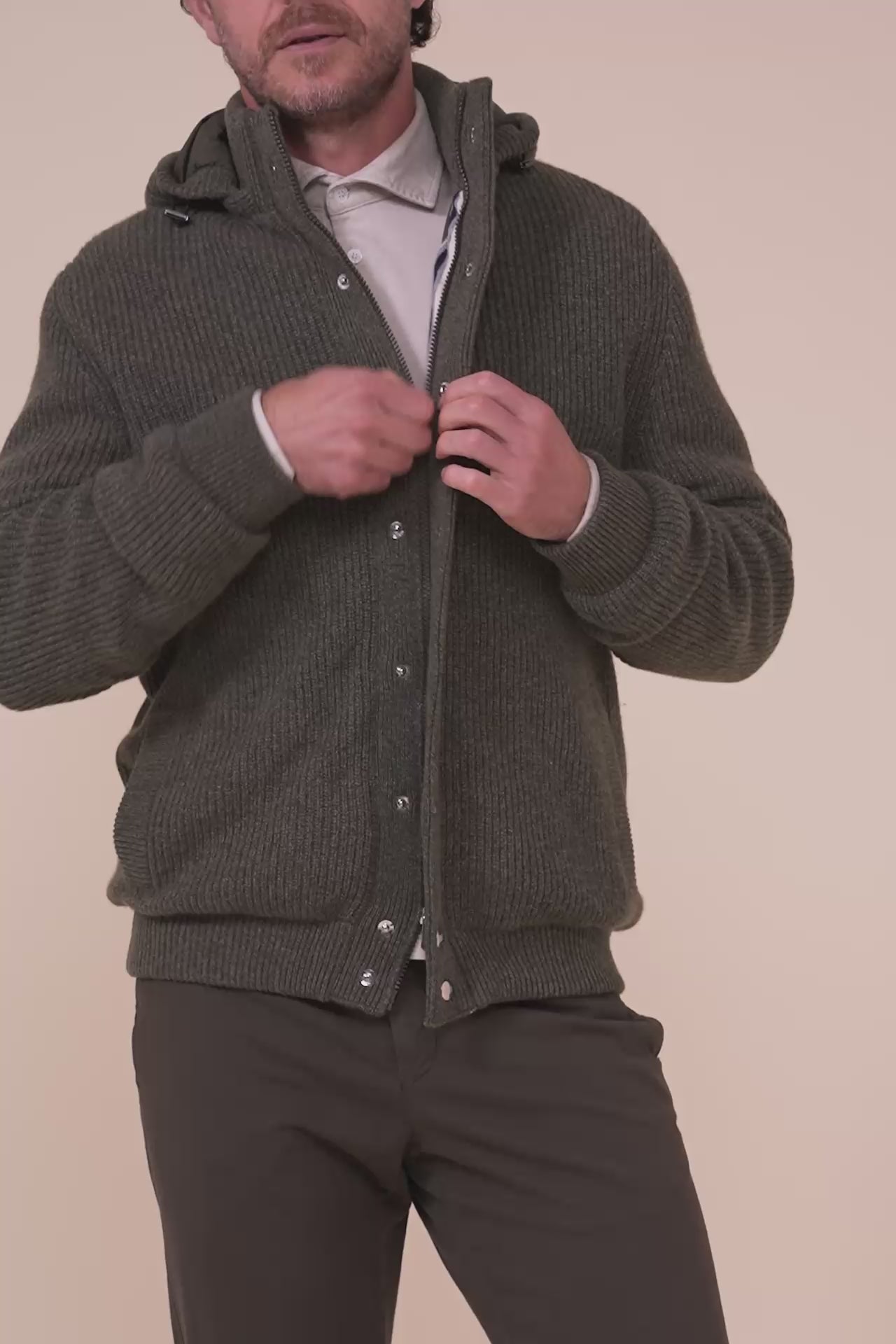 Cortina Cashmere Knit Bomber - OLIVEGREENMELANGE