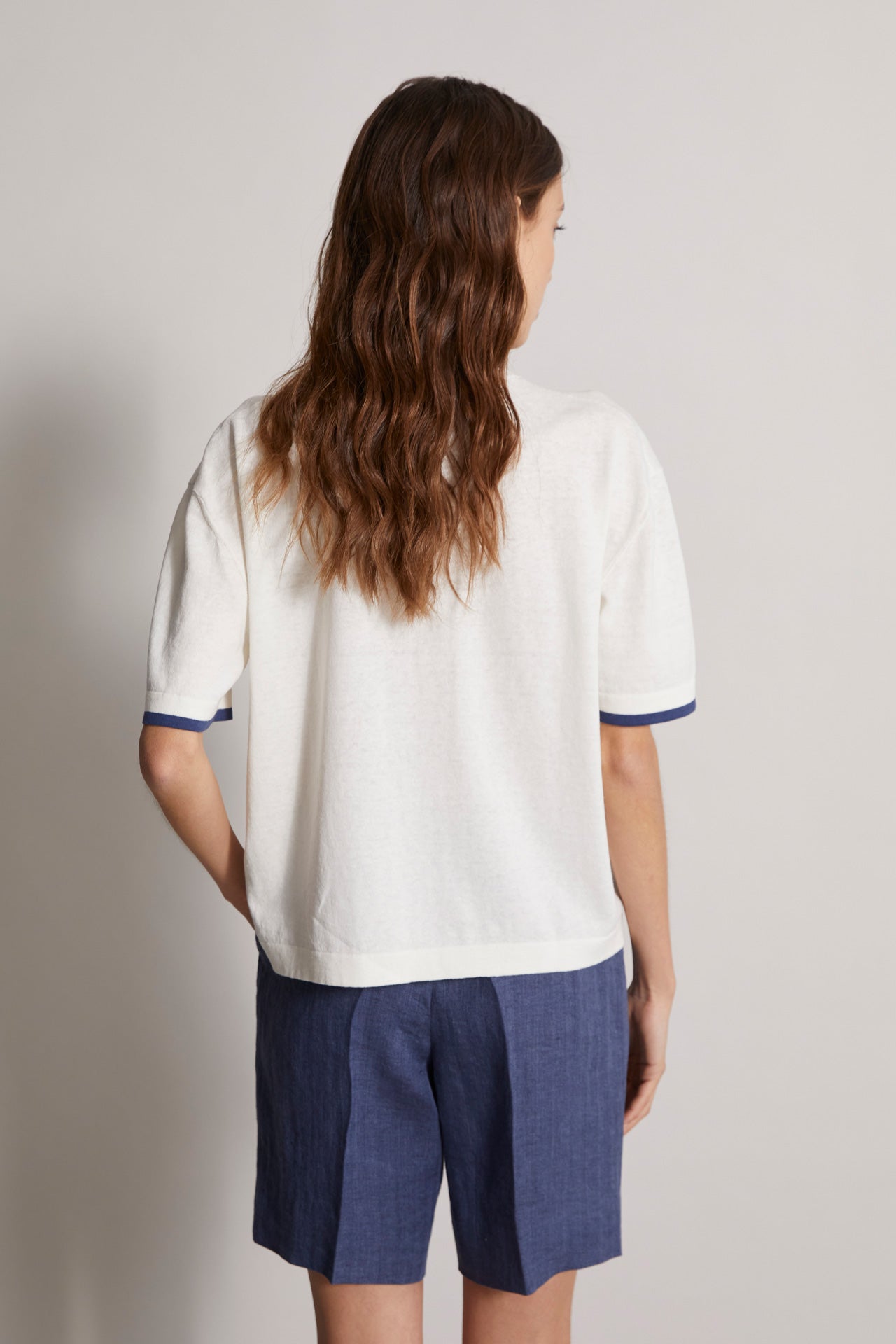 Stilo knitted t-shirt in cotton linen blend