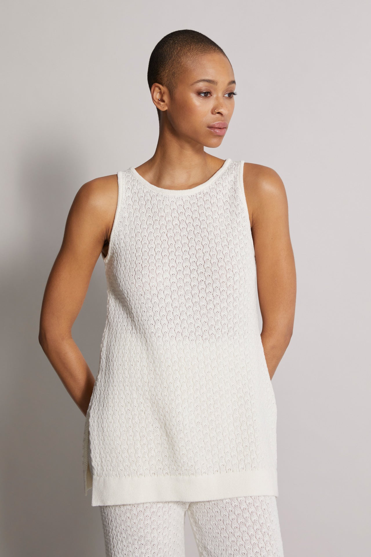 Diso cotton linen knitted top