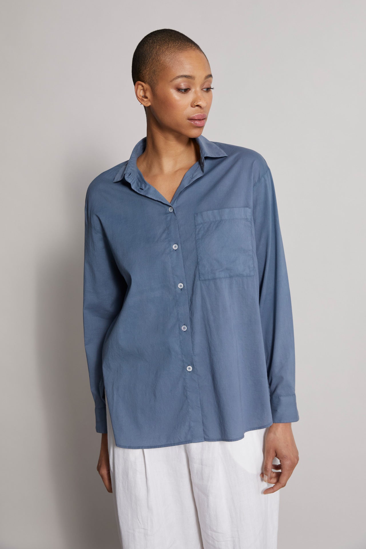 Palmaria stretch cotton voile printed shirt
