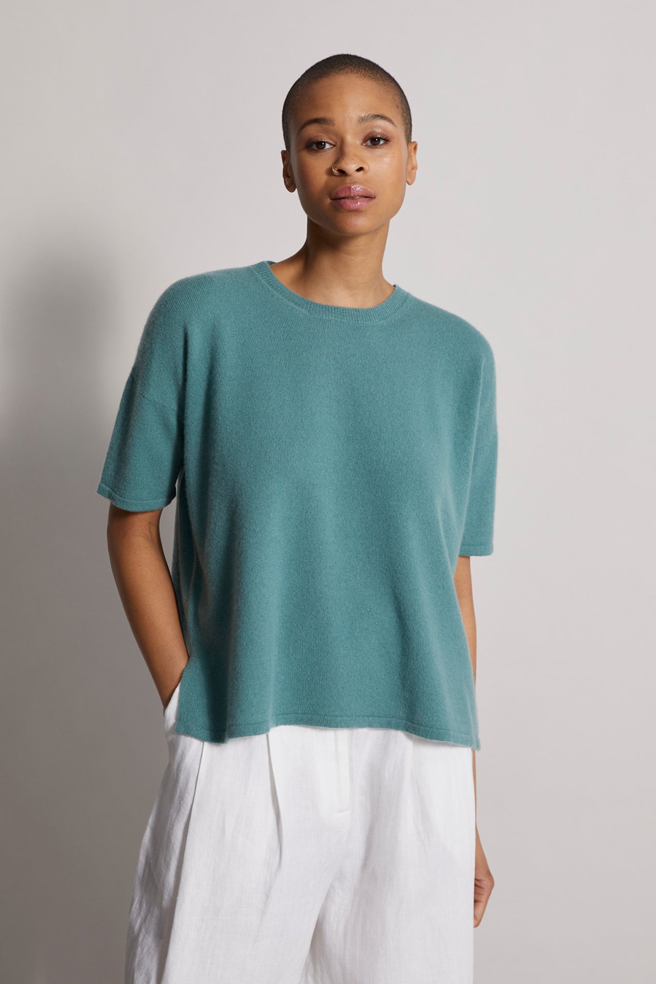Caorle knitted t-shirt in summer cashmere