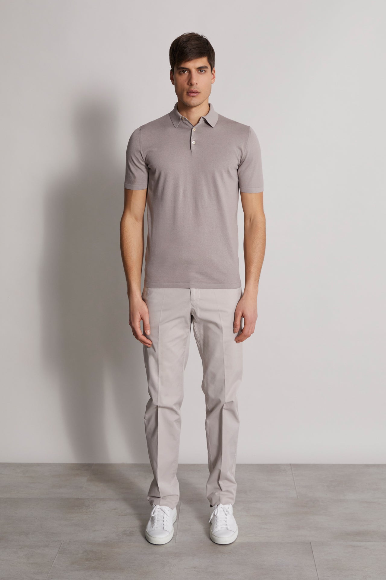 Successo: Men's knitted Giza Cotton Polo T-Shirt in light grey 