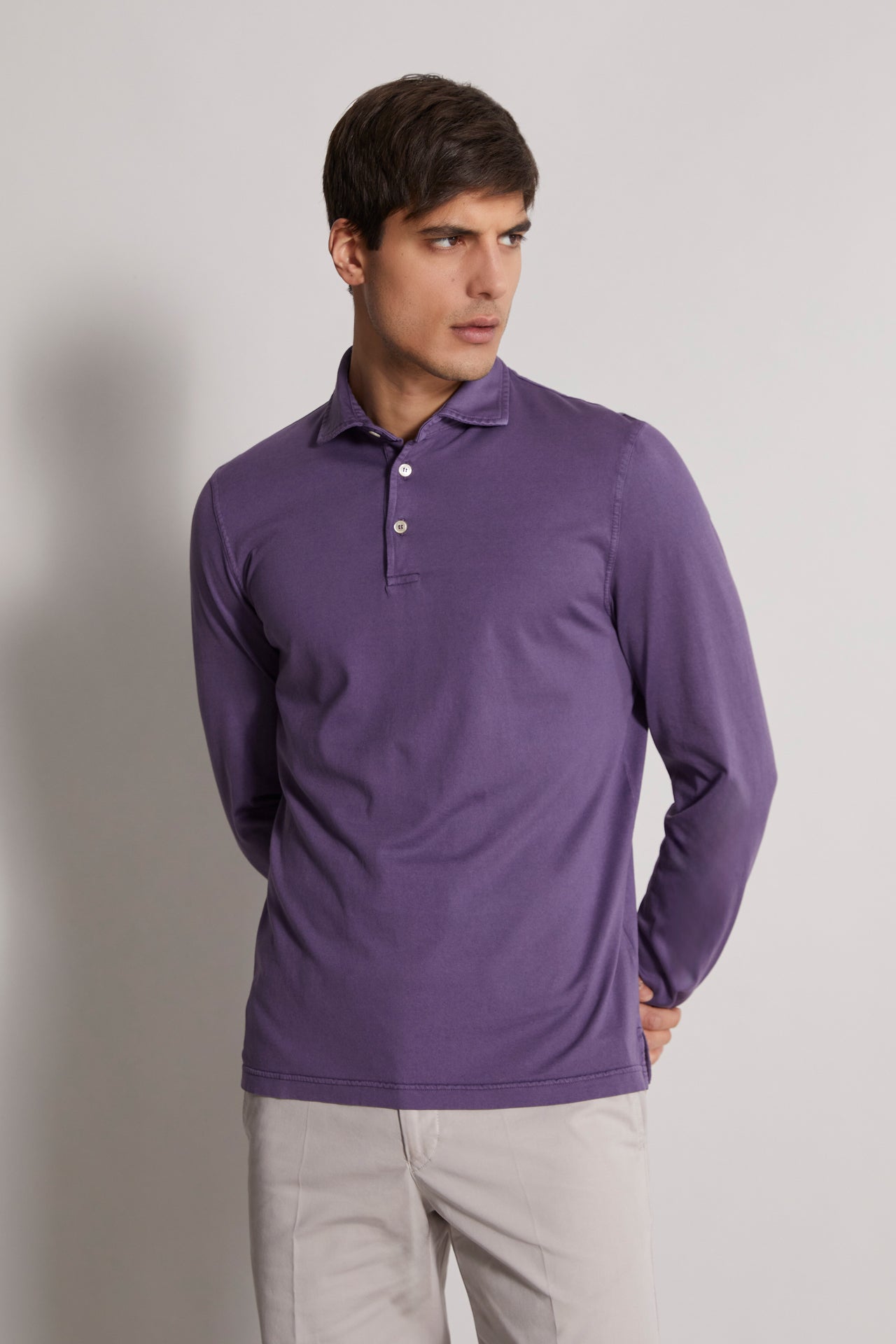 giza organic cotton polo jersey violet - front view